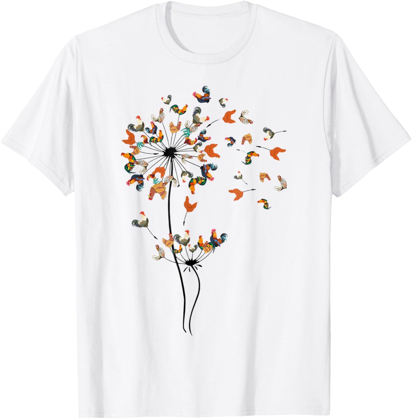 Chicken Lover Dandelion Chicken Flower Animal Farm T-Shirt - T-Shirt | White