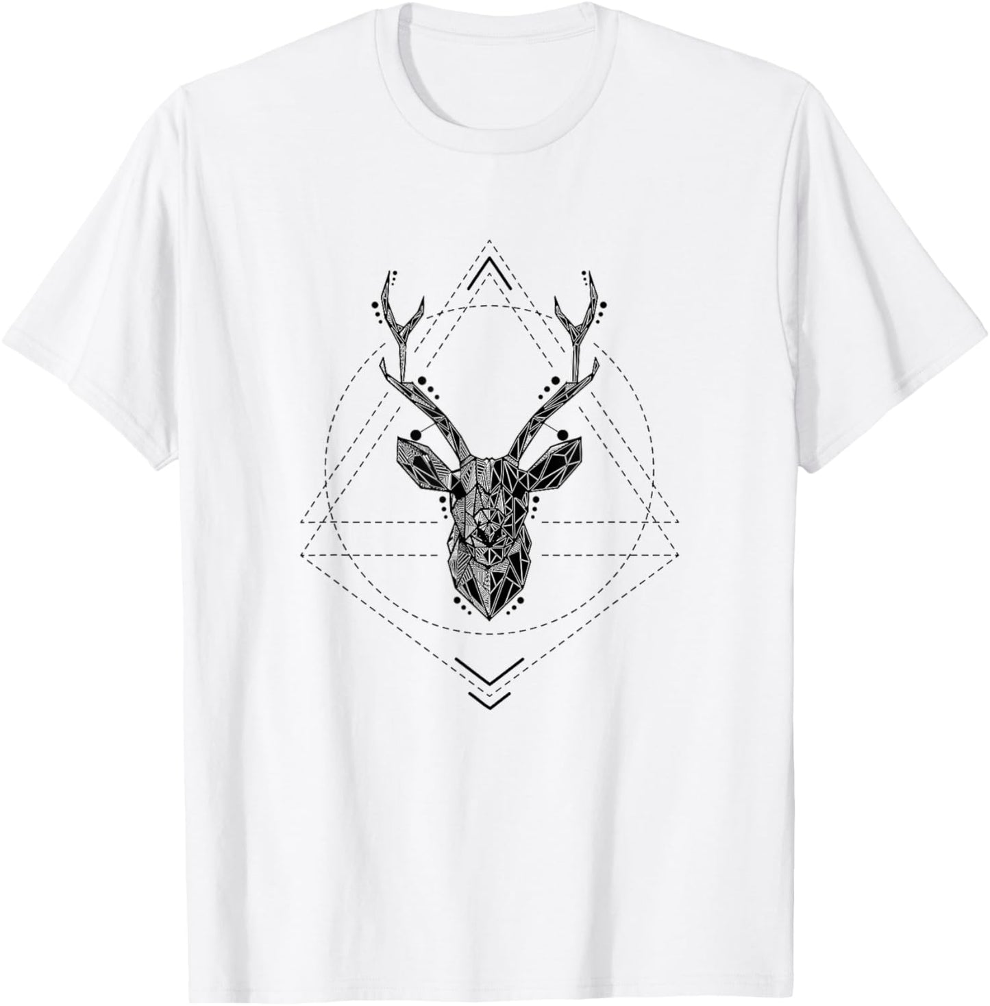 Deer Antlers Graphic Geometric Hunter T-Shirt - T-Shirt | White