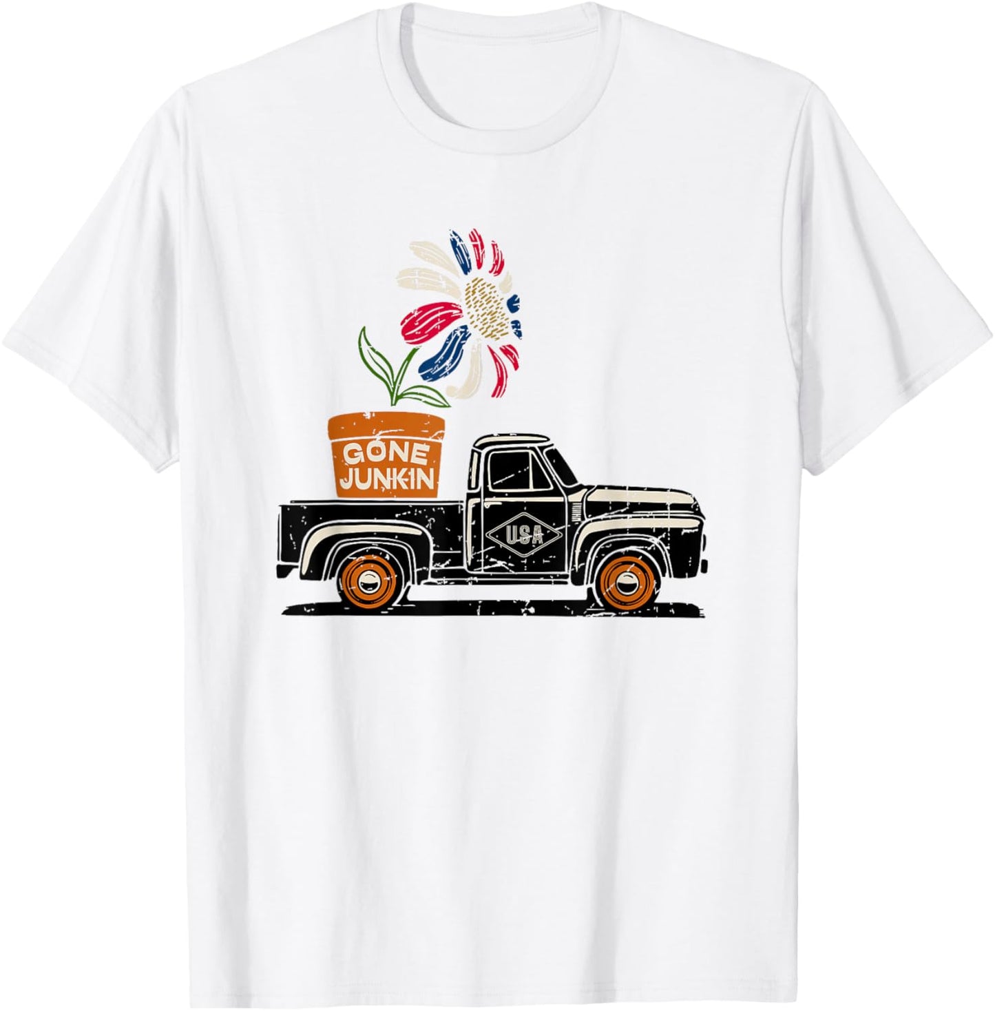 Gone Junkin - Antique Junk Thrifting Hunt Patriotic American T-Shirt - T-Shirt | White