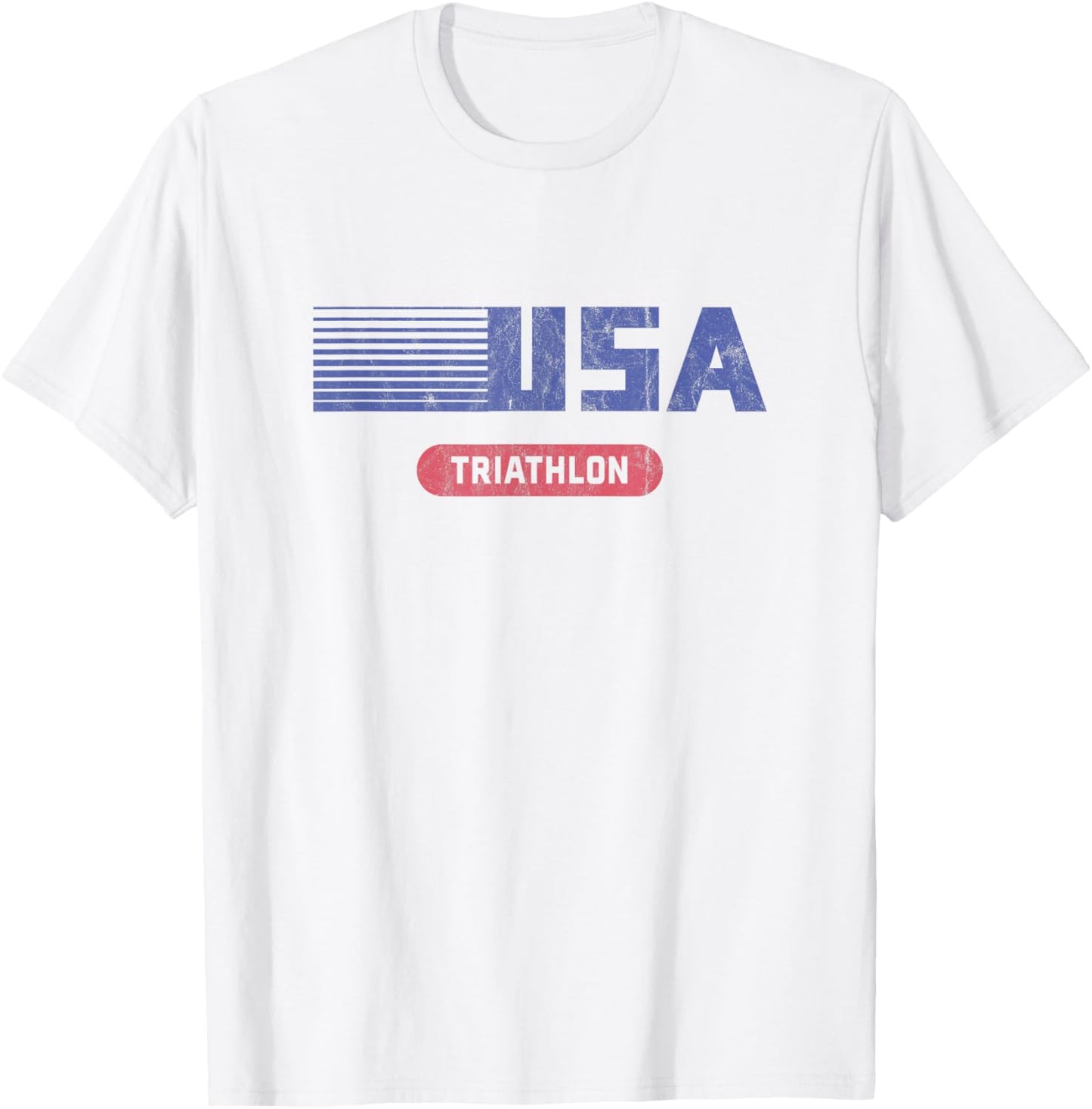 Retro USA 2020 Team American Triathlon Vintage T-Shirt - T-Shirt | White