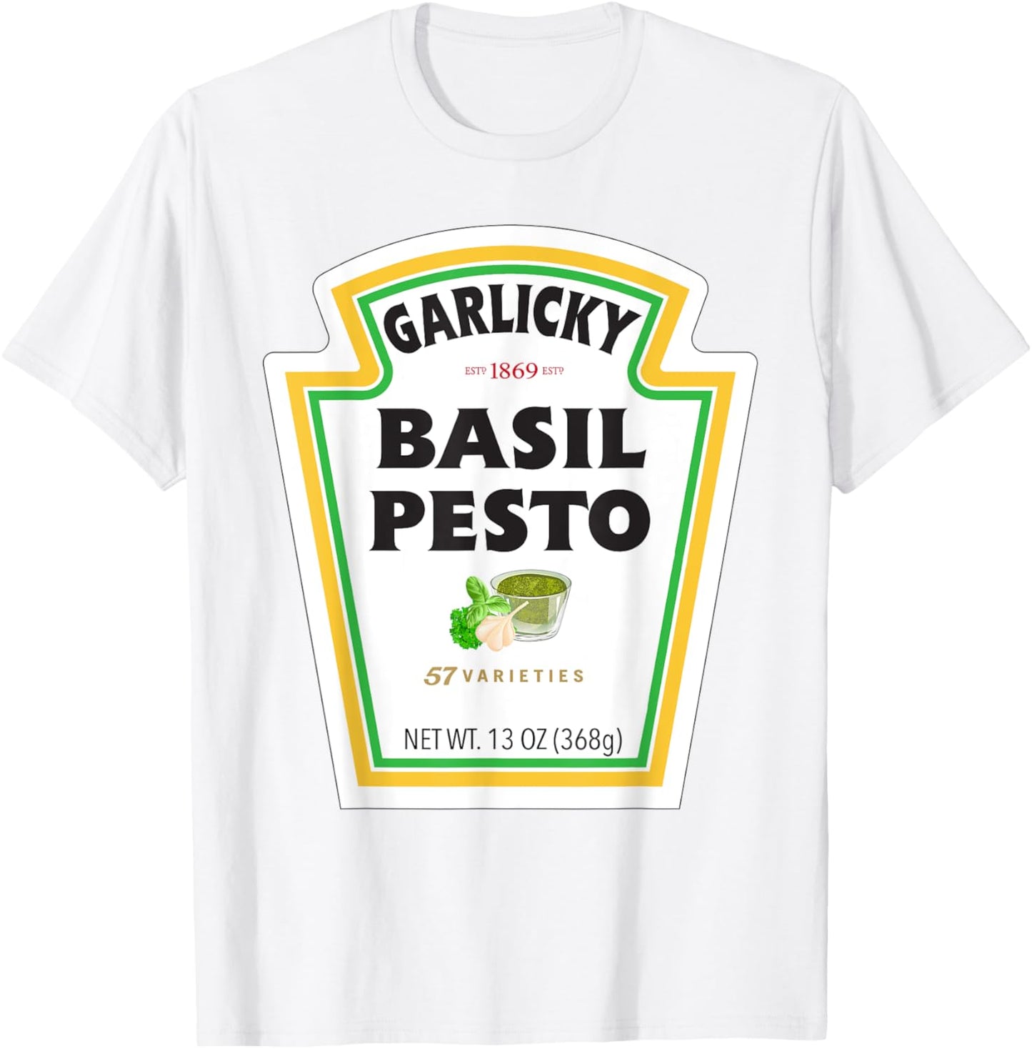 Basil Pesto Sauce Bottle Label Funny Halloween Costume T-Shirt - T-Shirt | White