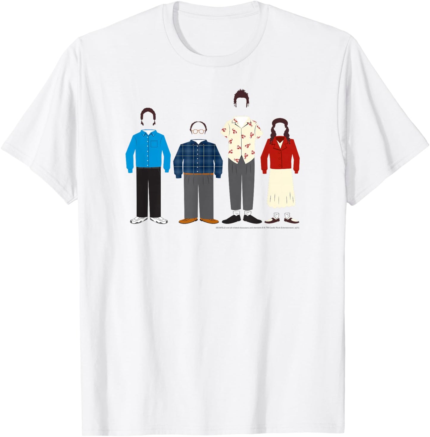 Seinfeld Cast Outlines with Outfits Funny 90's TV Show T-Shirt - T-Shirt | White