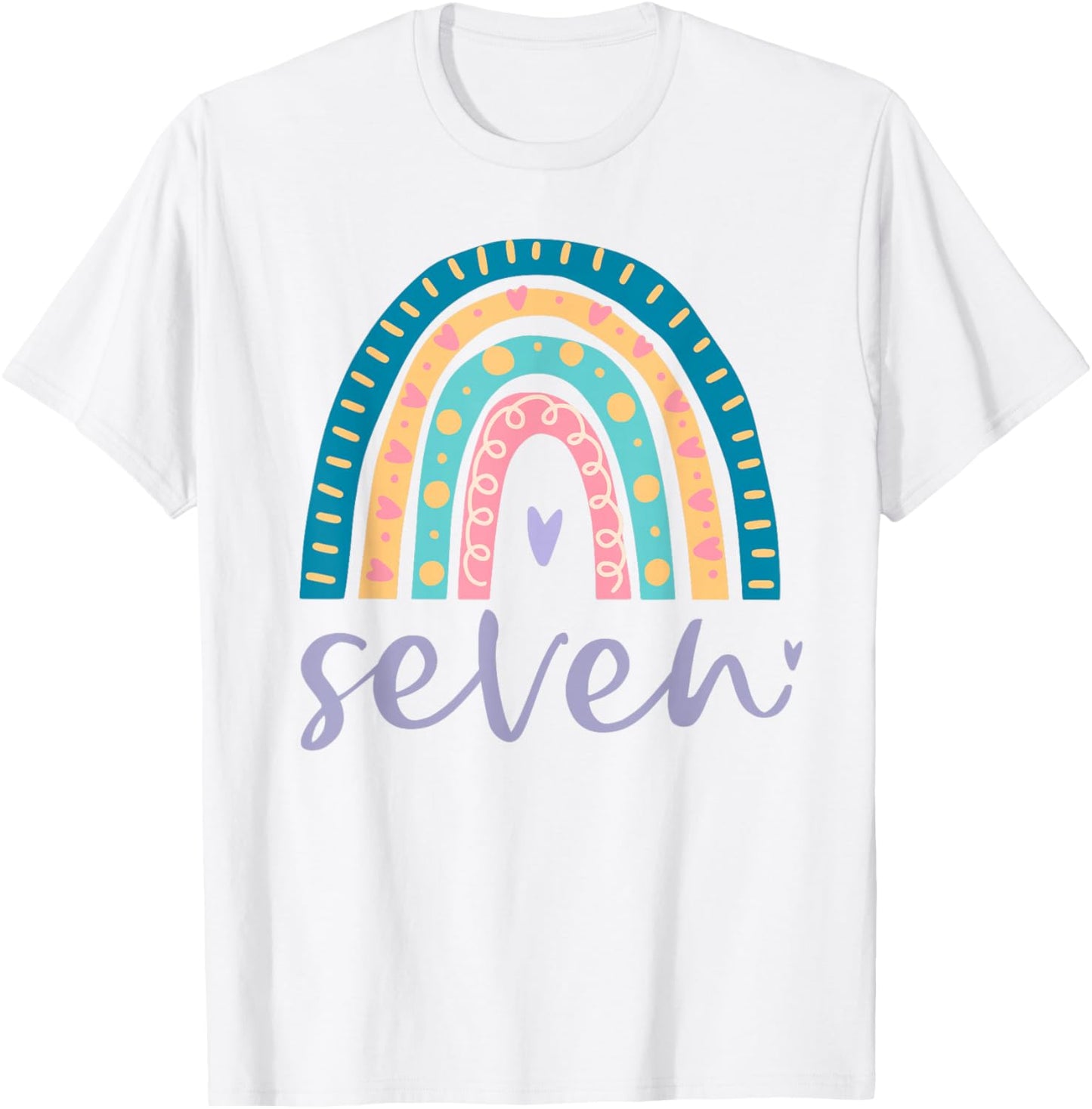 Seven Year Old Rainbow 7th Birthday Gifts for Girls 7 Bday T-Shirt - T-Shirt | White