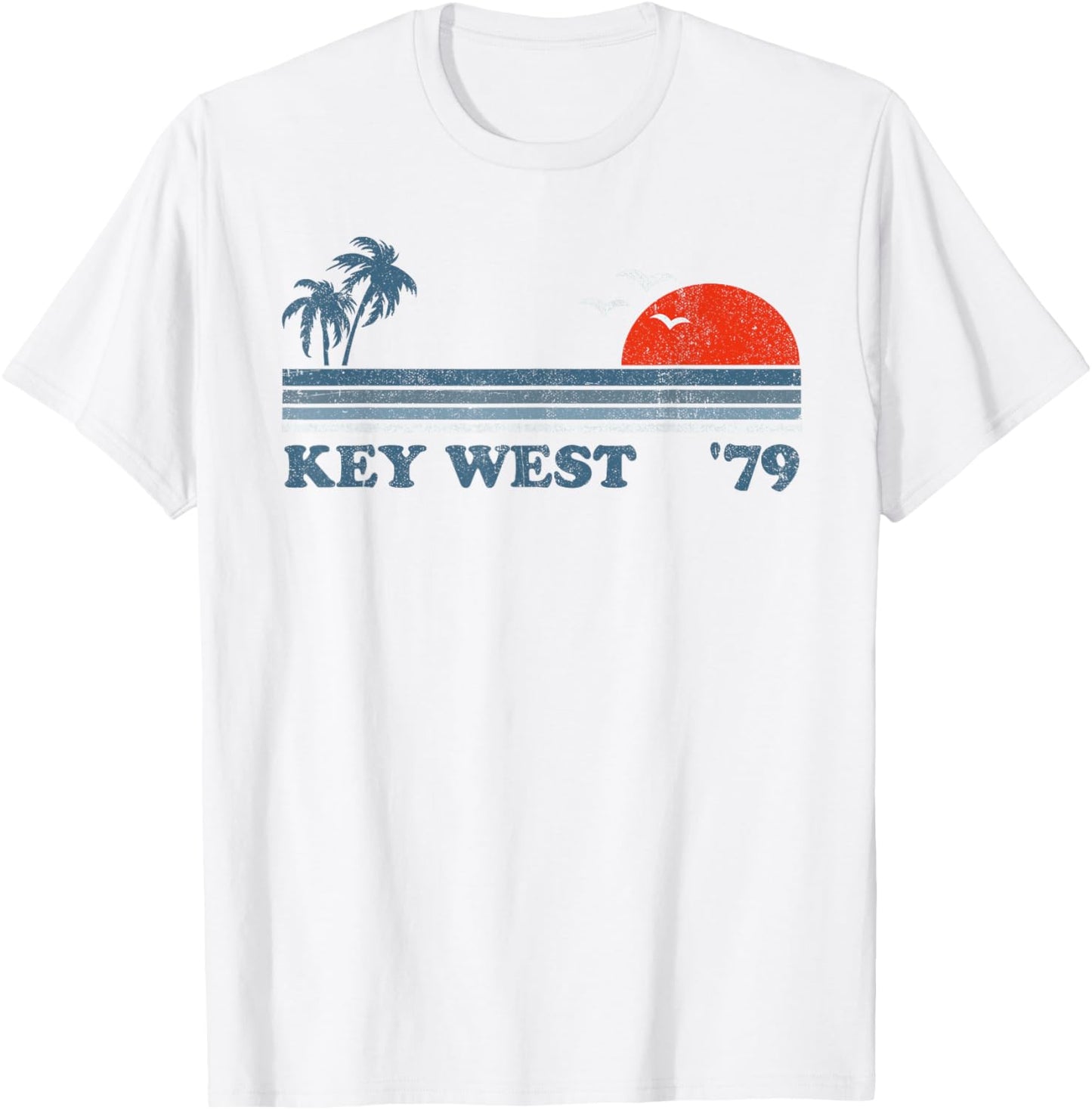 Vintage Key West Florida Beach Retro Sunset Keys 70's Gift T-Shirt - T-Shirt | White