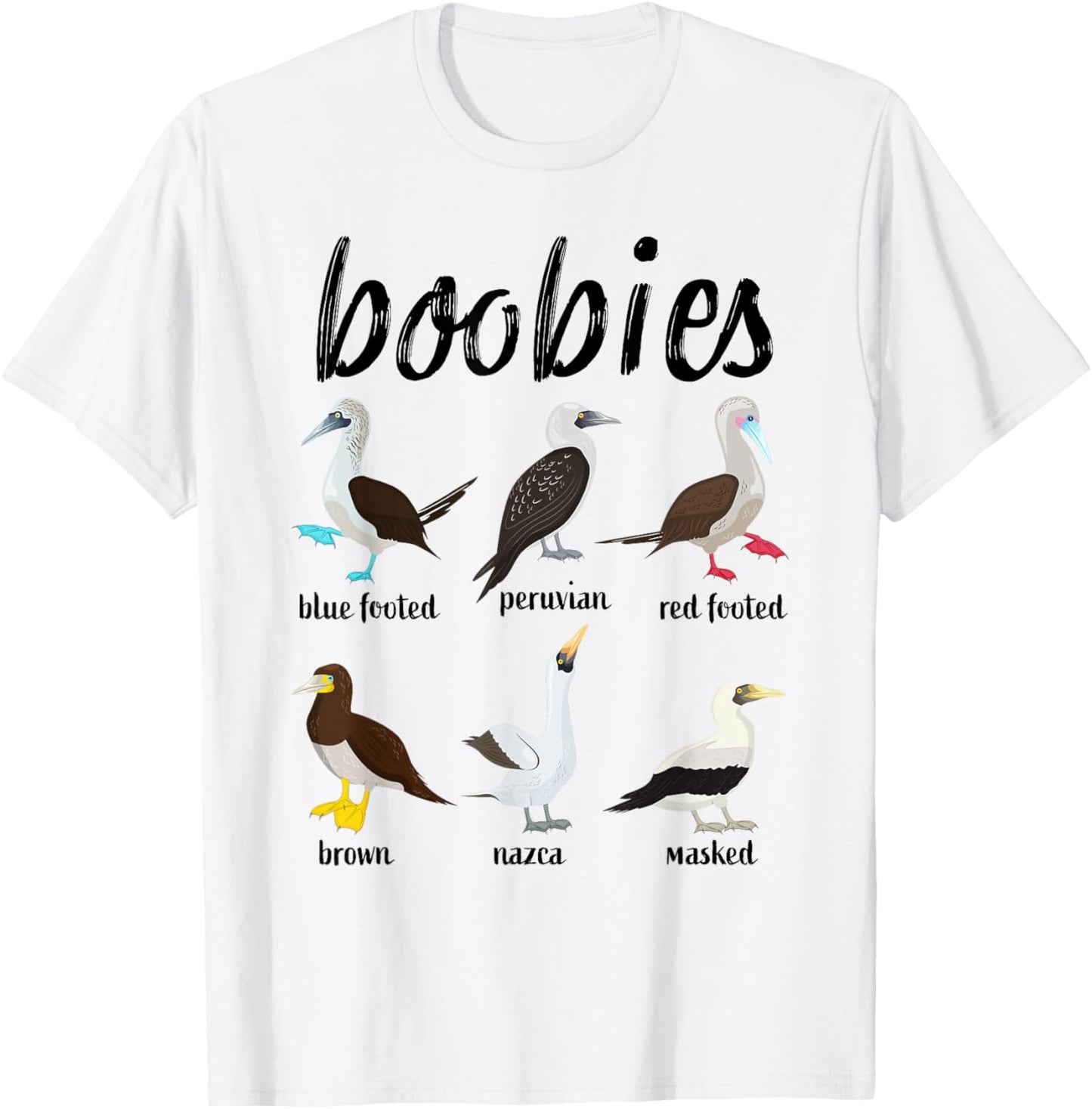 Booby Birds Funny Boobies Funny Fathers Day T-Shirt - T-Shirt | White