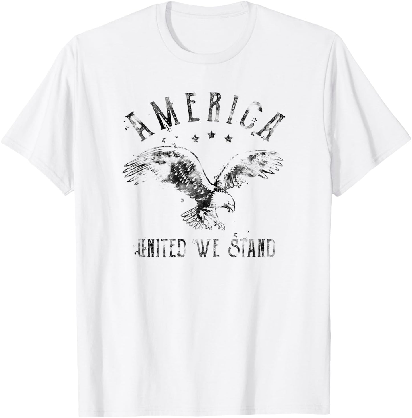 Trendy United We Stand Vintage American Eagle Logo T-Shirt - T-Shirt | White