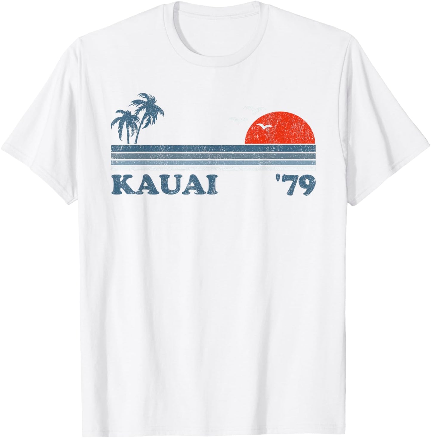 Vintage Kauai Beach Hawaii Retro Hawaiian Surfing 70's Gift T-Shirt - T-Shirt | White