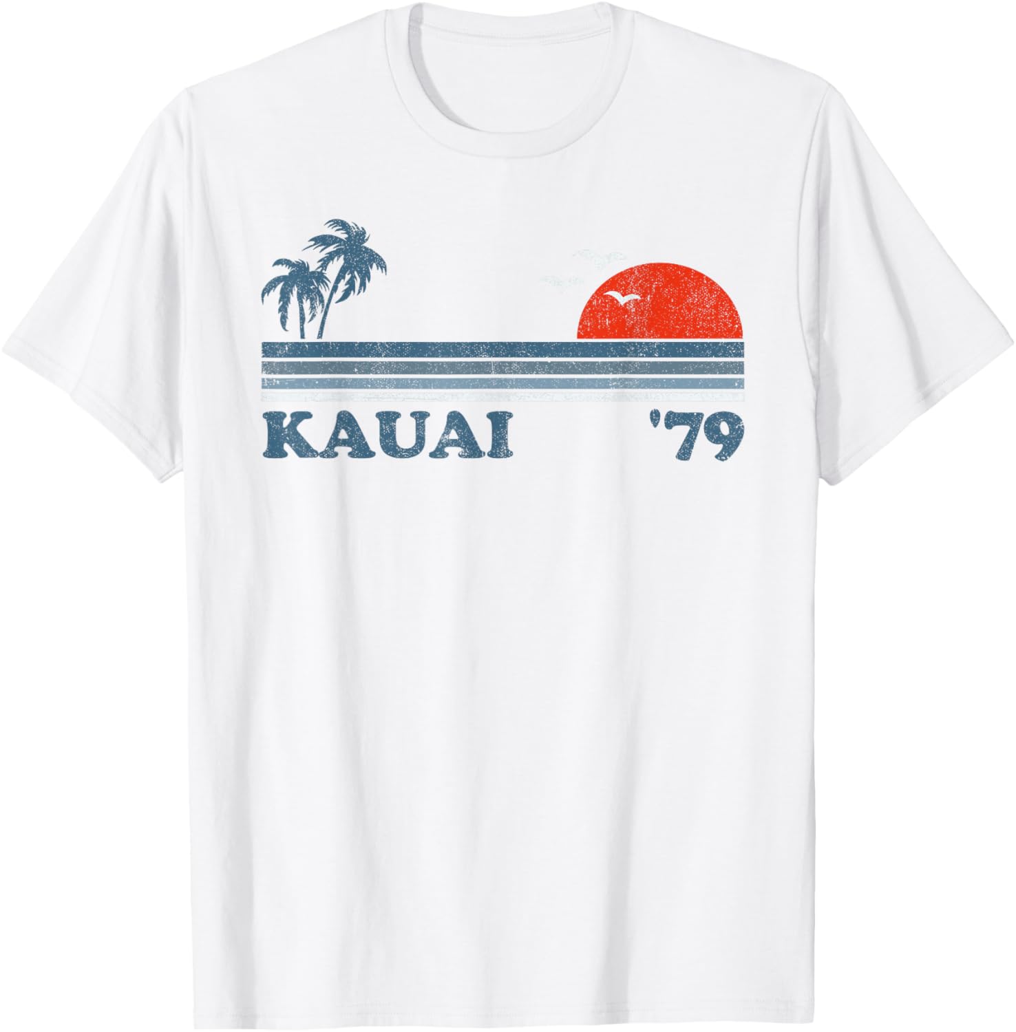 Vintage Kauai Beach Hawaii Retro Hawaiian Surfing 70's Gift T-Shirt - T-Shirt | White
