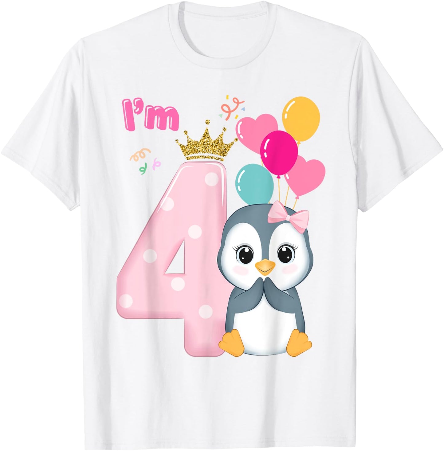 Cute Penguin 4th Birthday for Boy /Girl /Toddler Family T-Shirt - T-Shirt | White