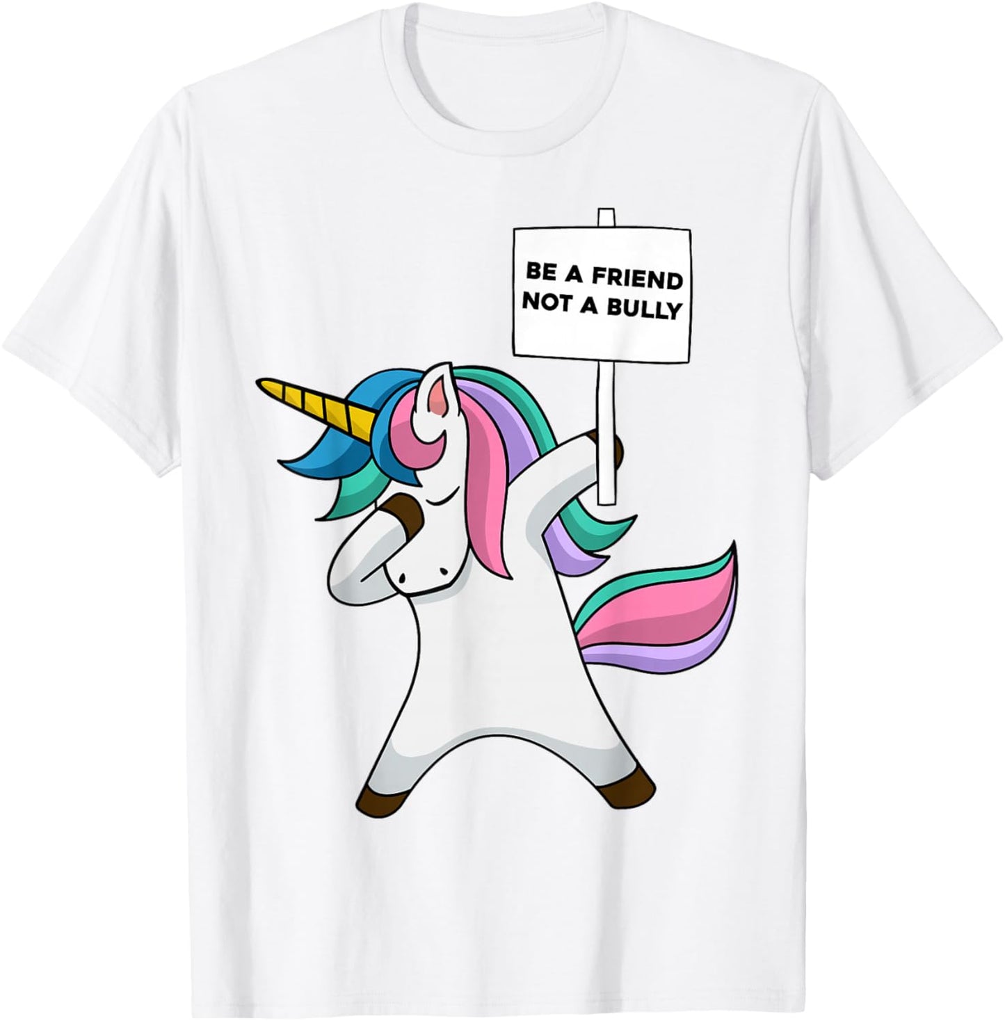 Girls Blue Anti Bullying Be A Friend Not A Bully Prevention T-Shirt - T-Shirt | White