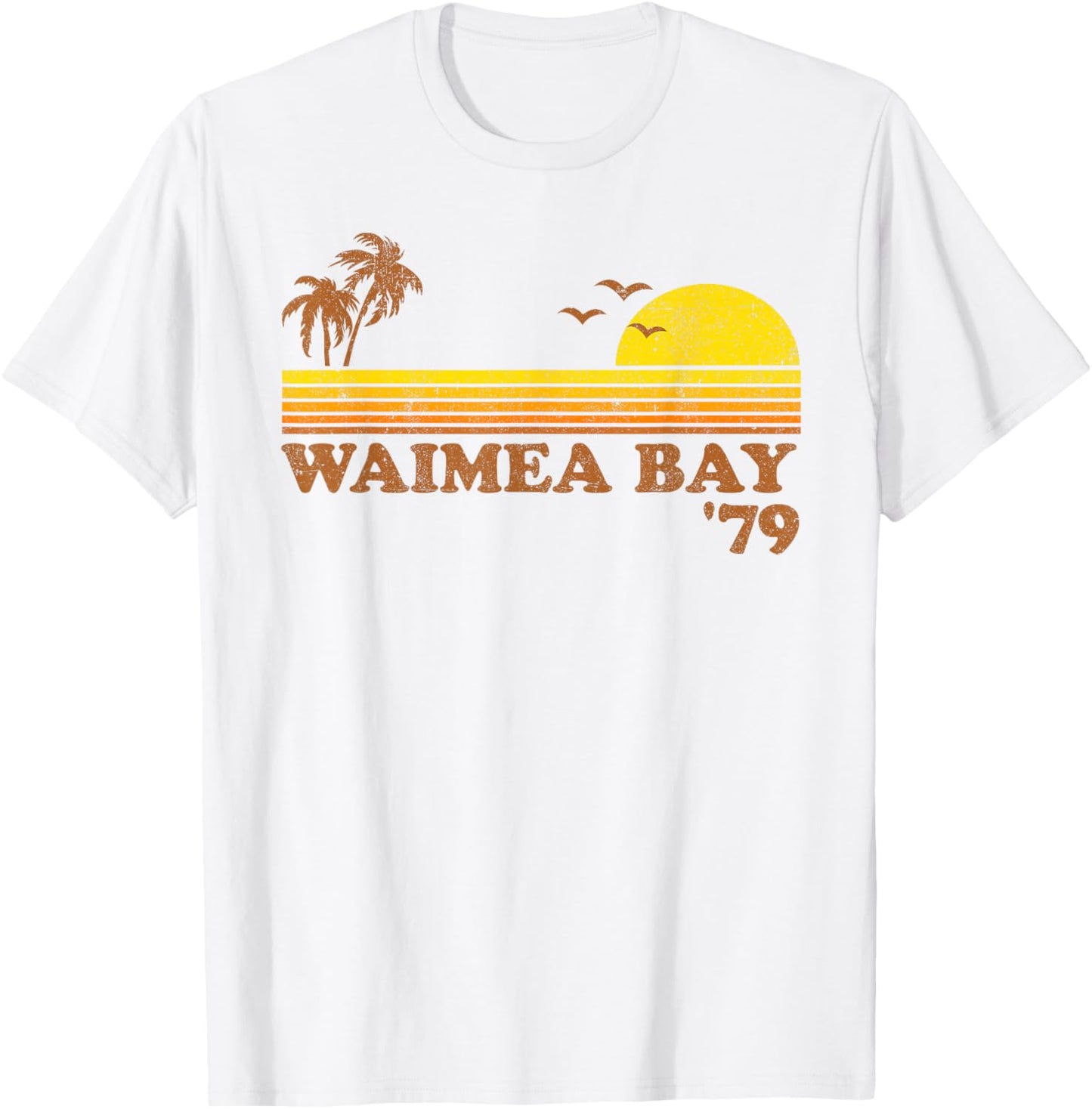 Vintage Waimea Bay Oahu Hawaii Beach Retro Sunset 70's Gift T-Shirt - T-Shirt | White