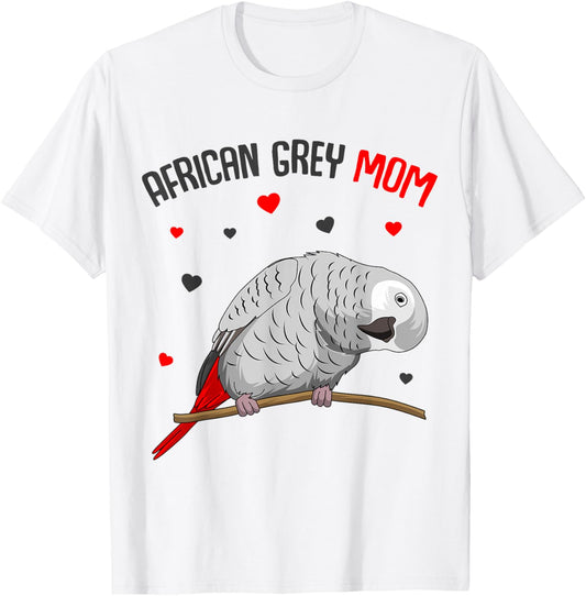 African Grey Parrot Mom Love funny Women T-Shirt - T-Shirt | White