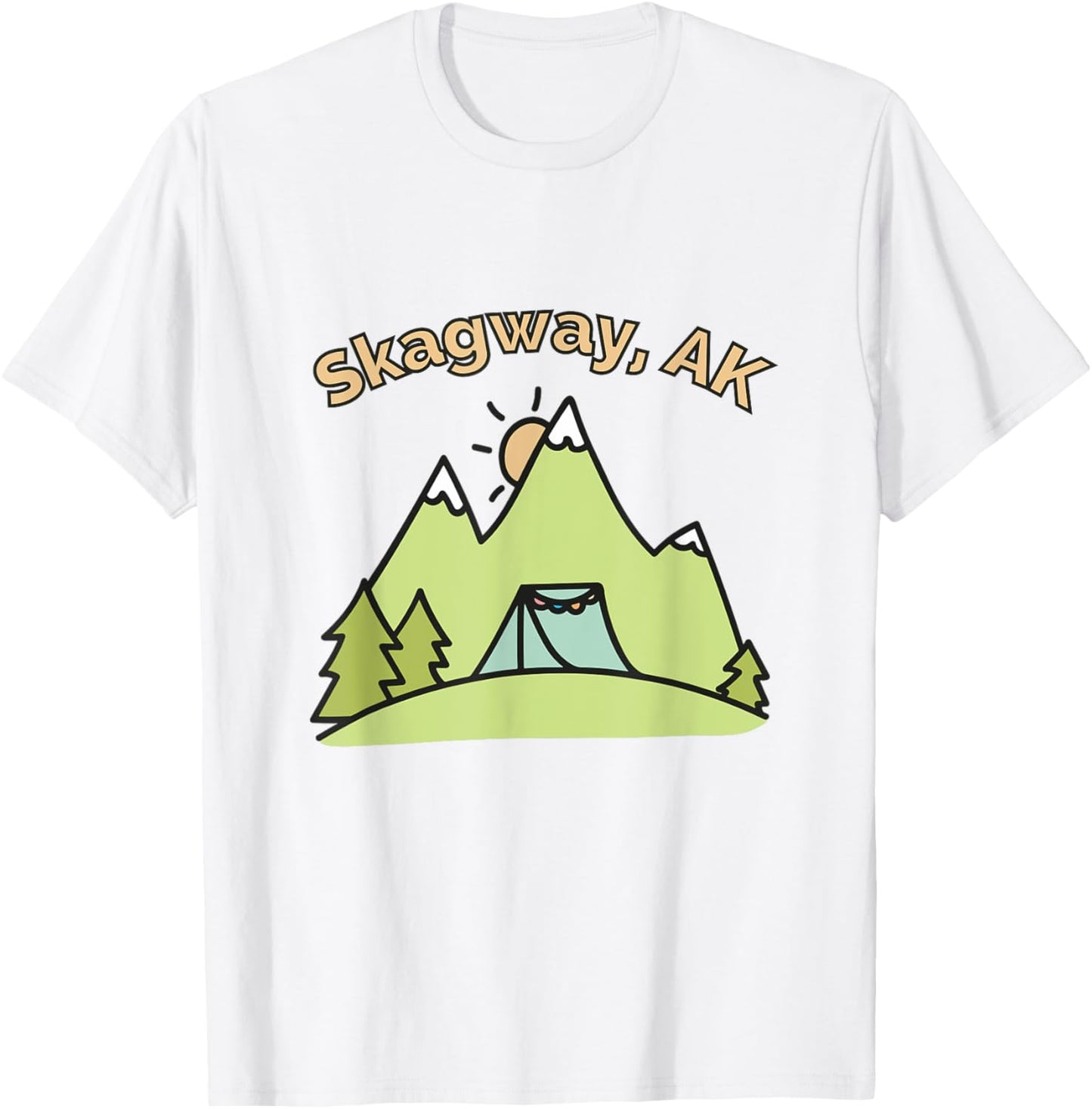 Skagway AK Mountains Hiking Climbing Camping and Outdoors T-Shirt - T-Shirt | White