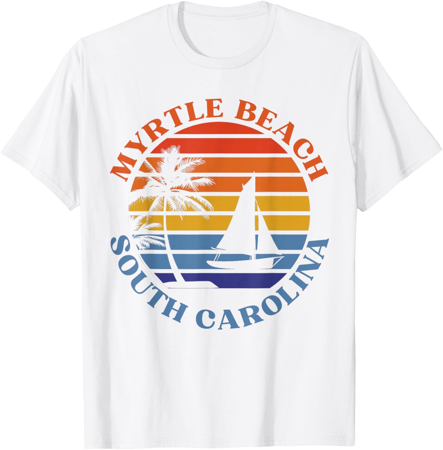 Myrtle Beach South Carolina Summer Vacation Retro Sunset T-Shirt - T-Shirt | White