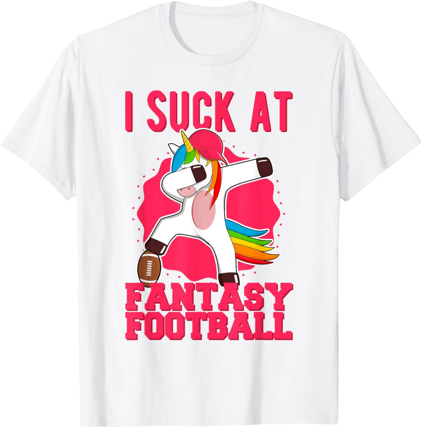 I Suck At Fantasy Football Punishment Loose Dabbing Unicorn T-Shirt - T-Shirt | White