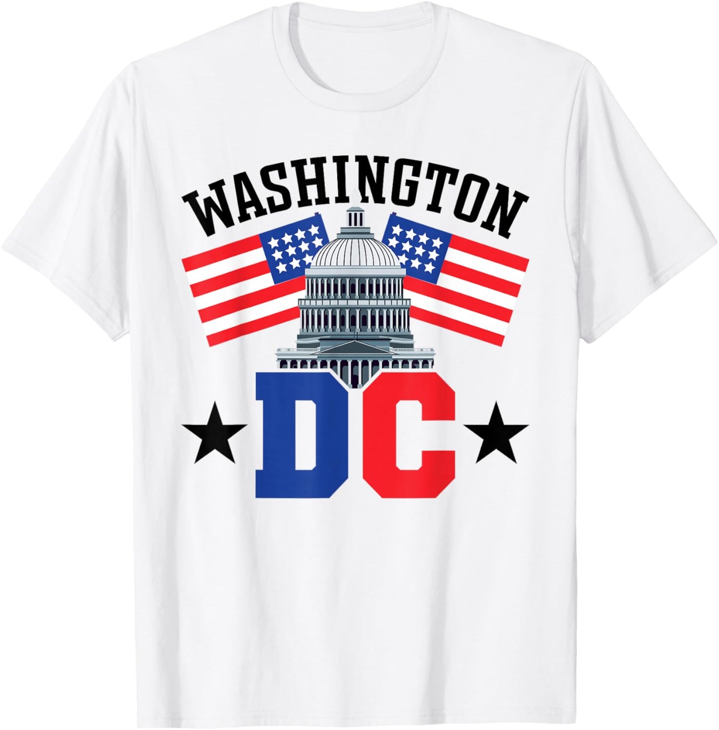 Washington DC Capitol Hill American Flag USA Pride Souvenir T-Shirt - T-Shirt | White