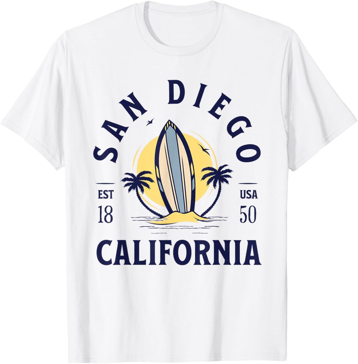 San Diego California Beach Surf Summer Vacation Vintage T-Shirt - T-Shirt | White