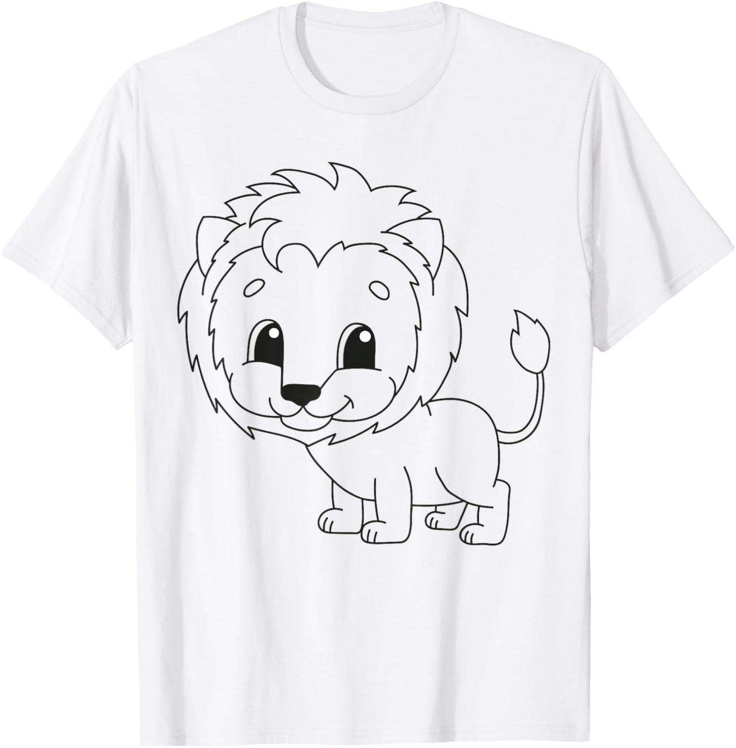 Cute lion to paint and color in for children T-Shirt - T-Shirt | White