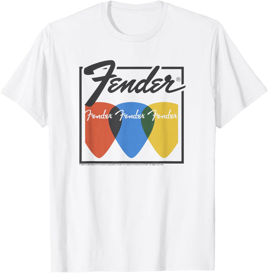 Fender Colorful Vintage Guitar Picks T-Shirt - T-Shirt | White