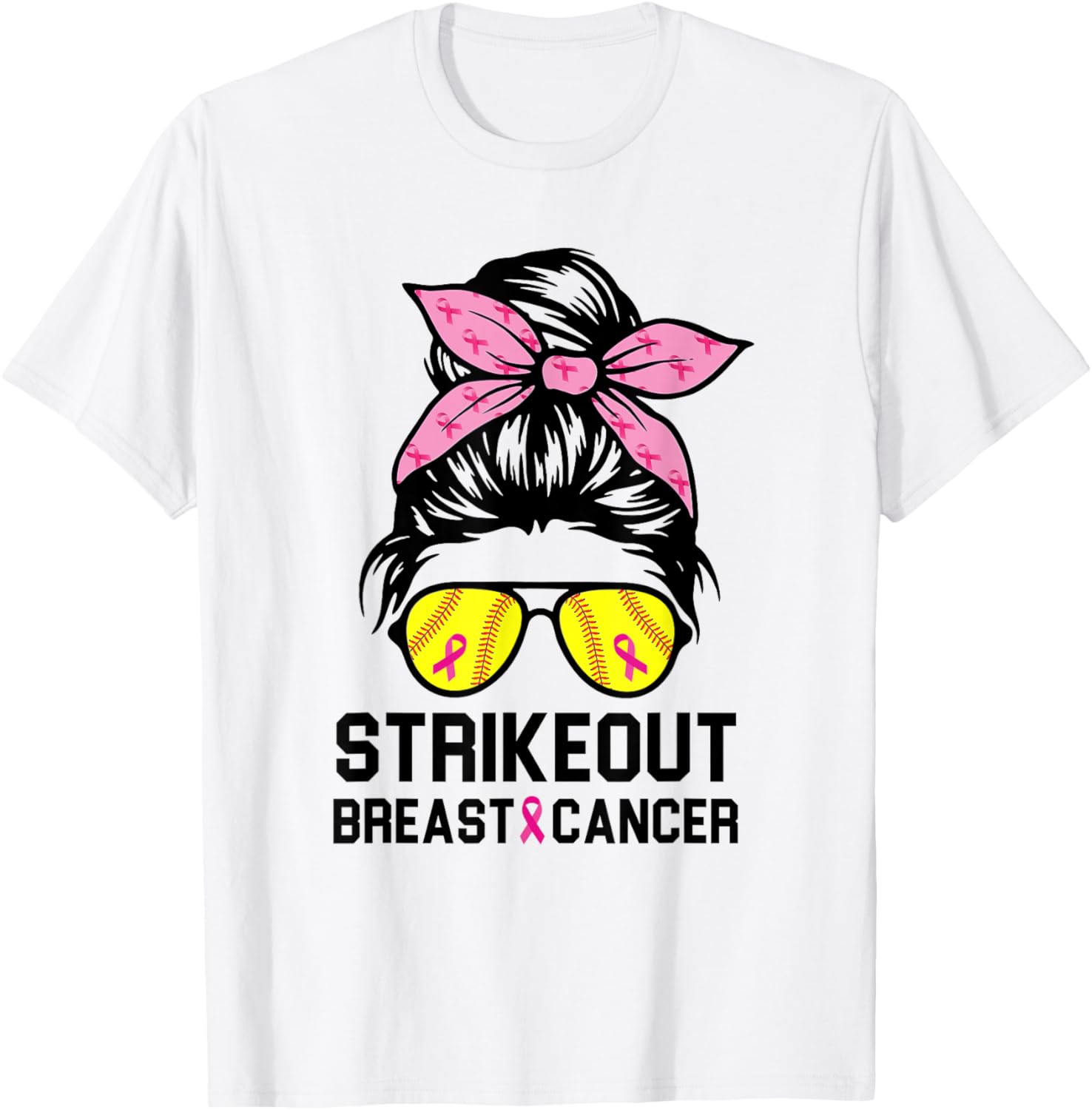Strike Out Breast Cancer Awareness Softball Mom Women T-Shirt - T-Shirt | White