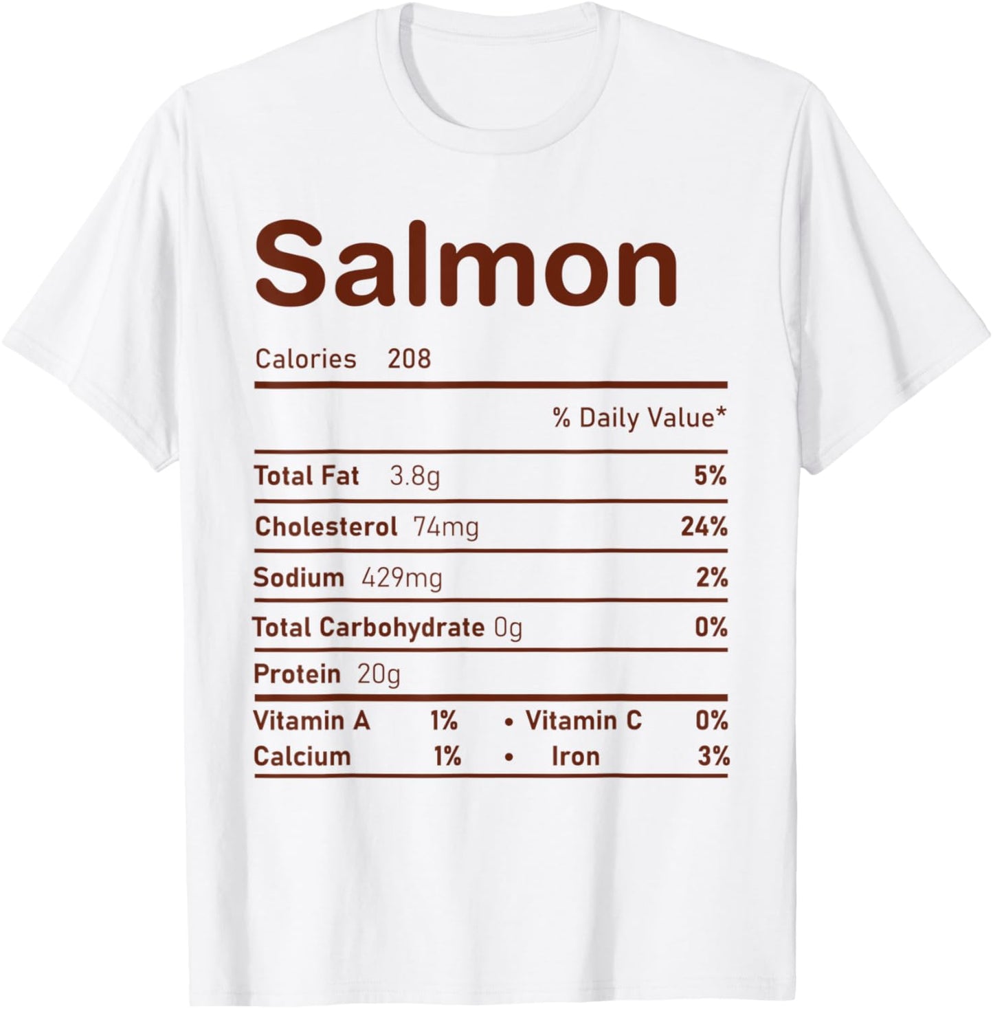 Trendy Salmon Nutrition Facts Thanksgiving Christmas Food T-Shirt - T-Shirt | White