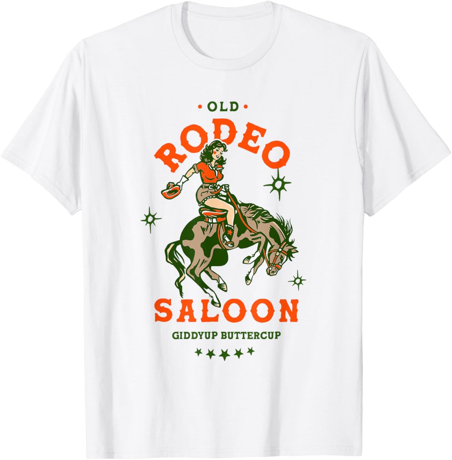 Old Rodeo Saloon: Giddyup Buttercup. Retro Cowgirl & Horse T-Shirt - T-Shirt | White