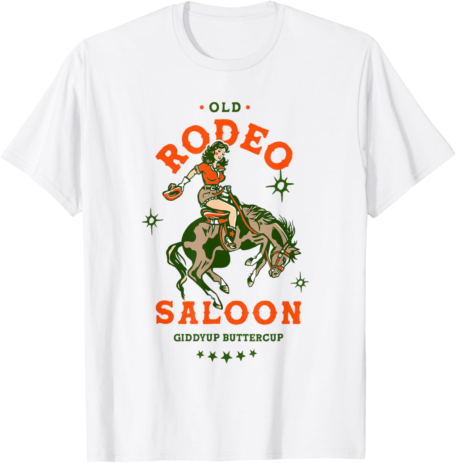 Old Rodeo Saloon: Giddyup Buttercup. Retro Cowgirl & Horse T-Shirt - T-Shirt | White