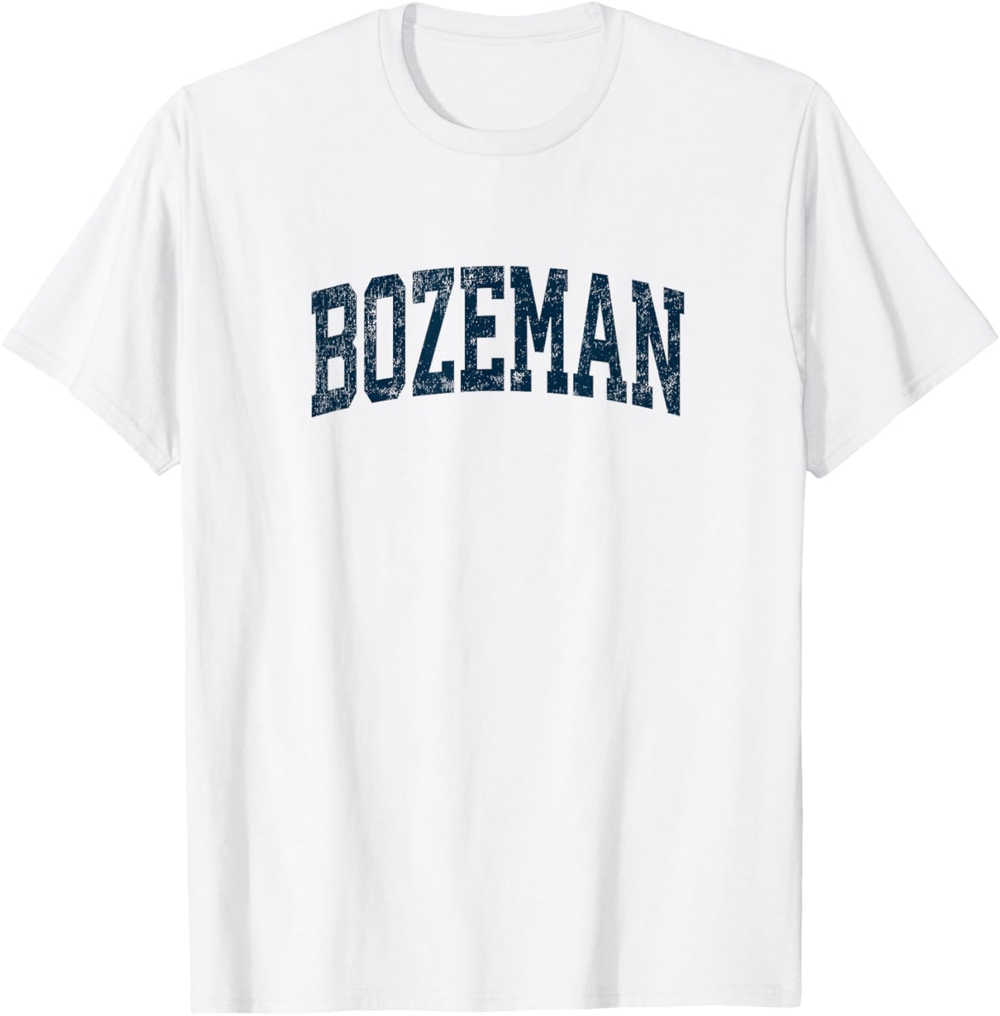 Bozeman Montana MT Vintage Athletic Sports Navy Design T-Shirt - T-Shirt | White