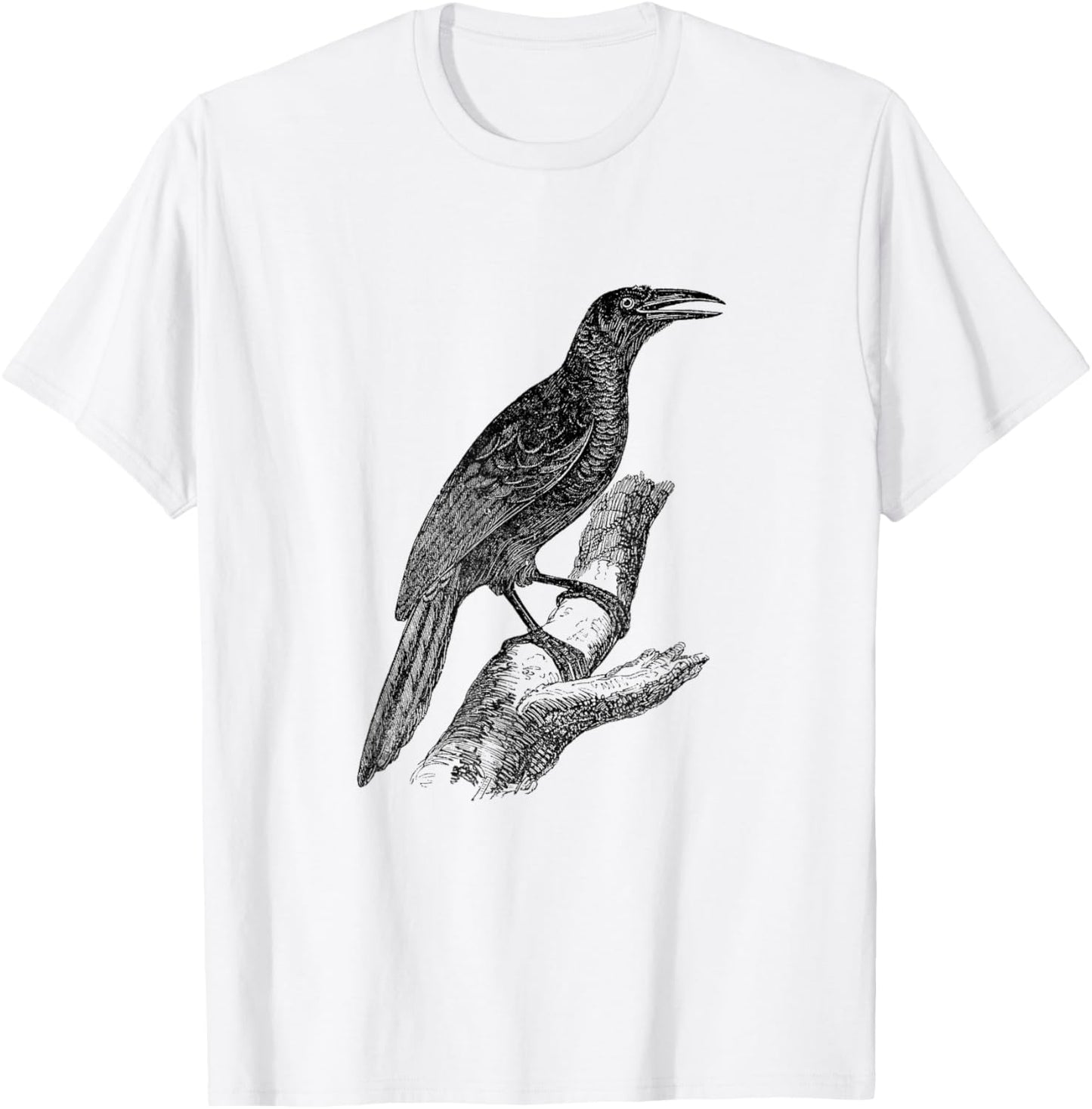 Grackle Bird Print T-Shirt - T-Shirt | White