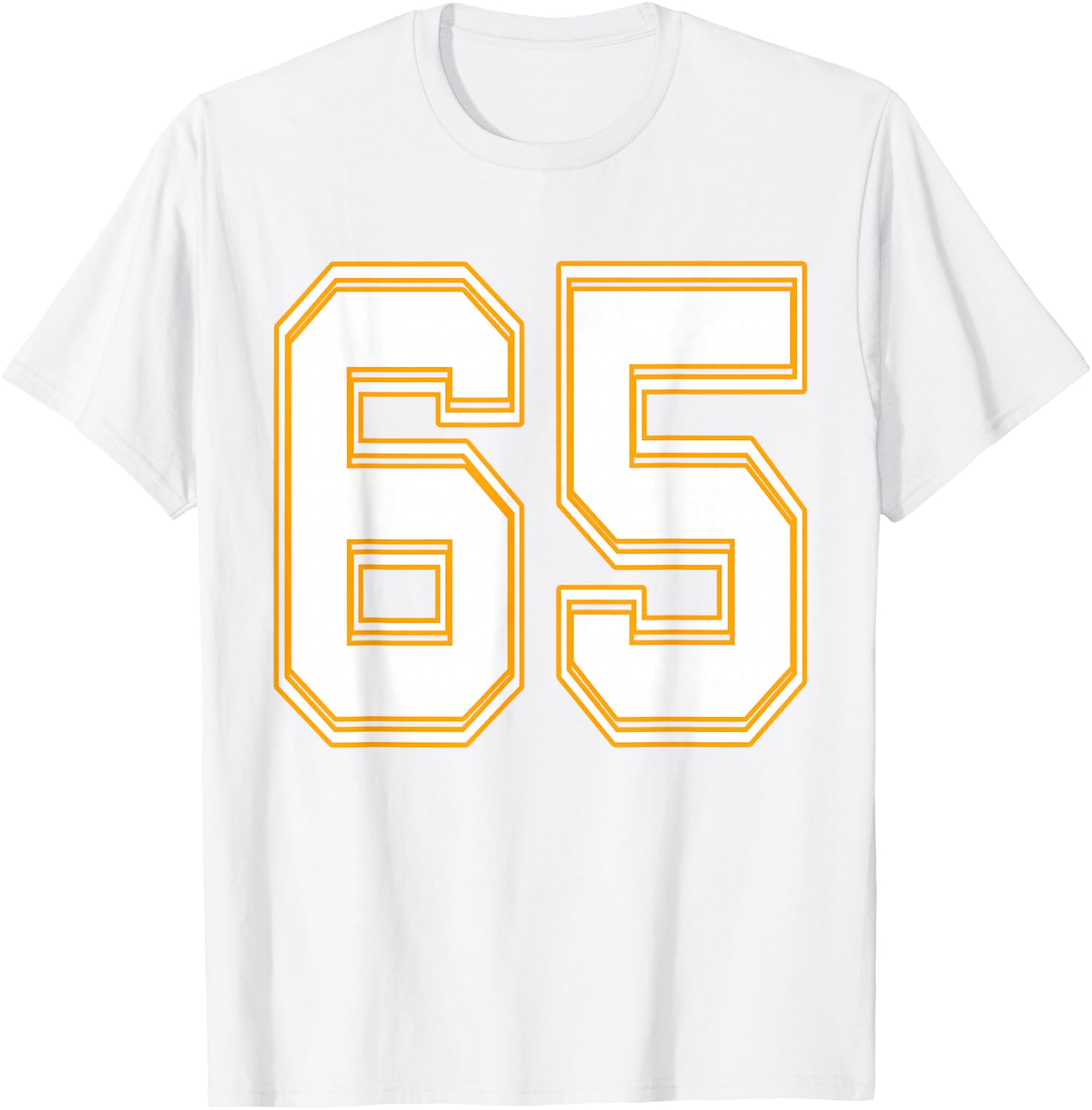Number 65 Red Yellow White Football Basketball Soccer Fans T-Shirt - T-Shirt | White