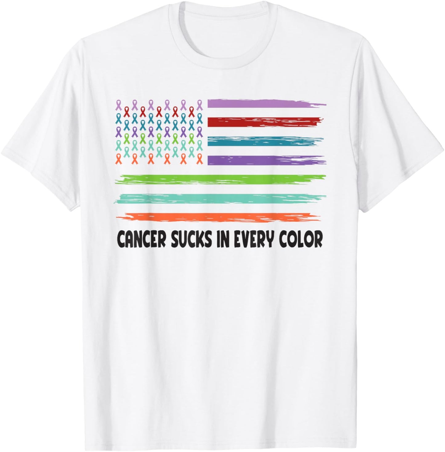 Cancer Sucks In Every Color Fighter | Funk Cancer T-Shirt - T-Shirt | White