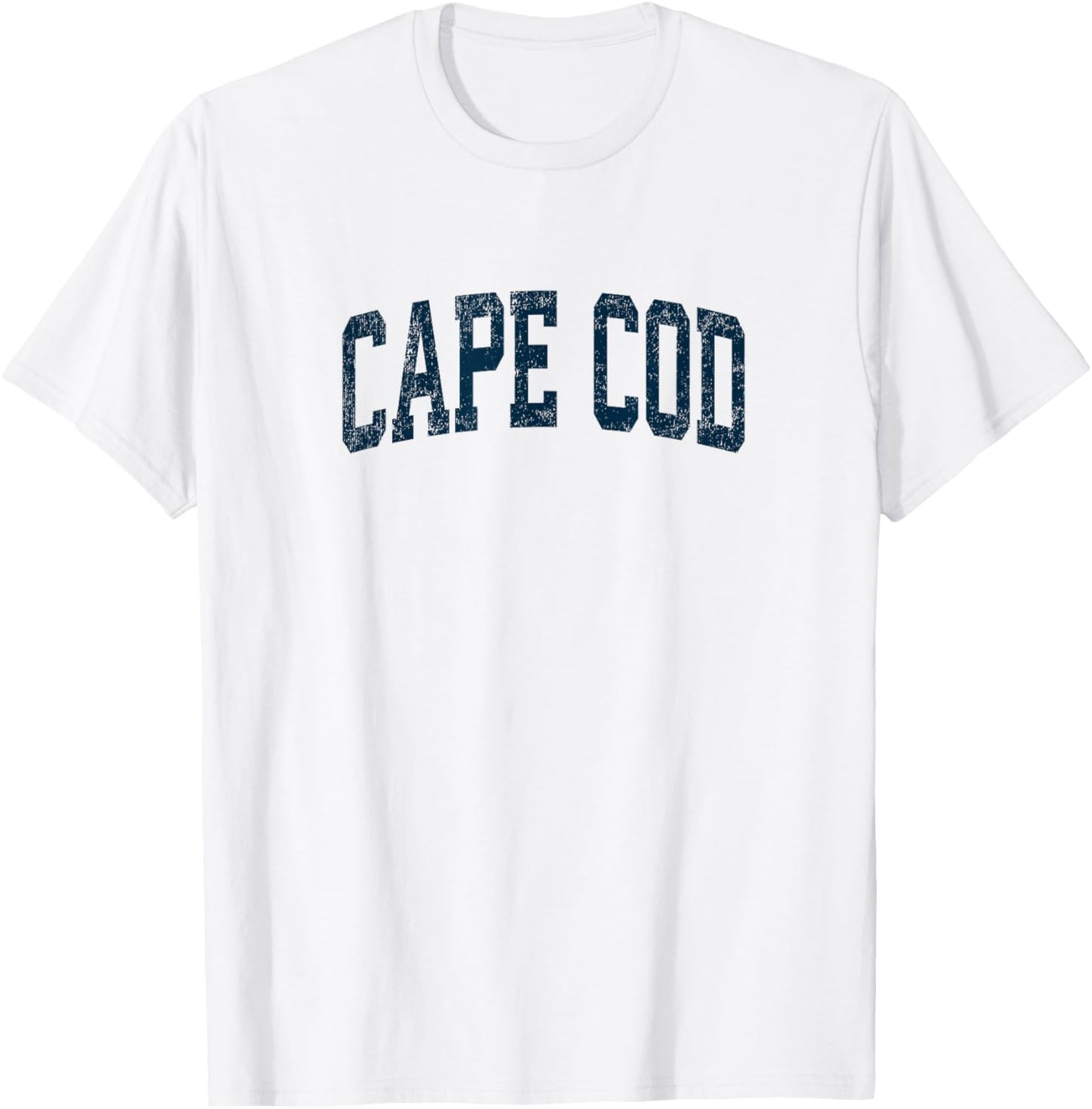 Cape Cod Massachusetts MA Vintage Athletic Sports Navy Desig T-Shirt - T-Shirt | White