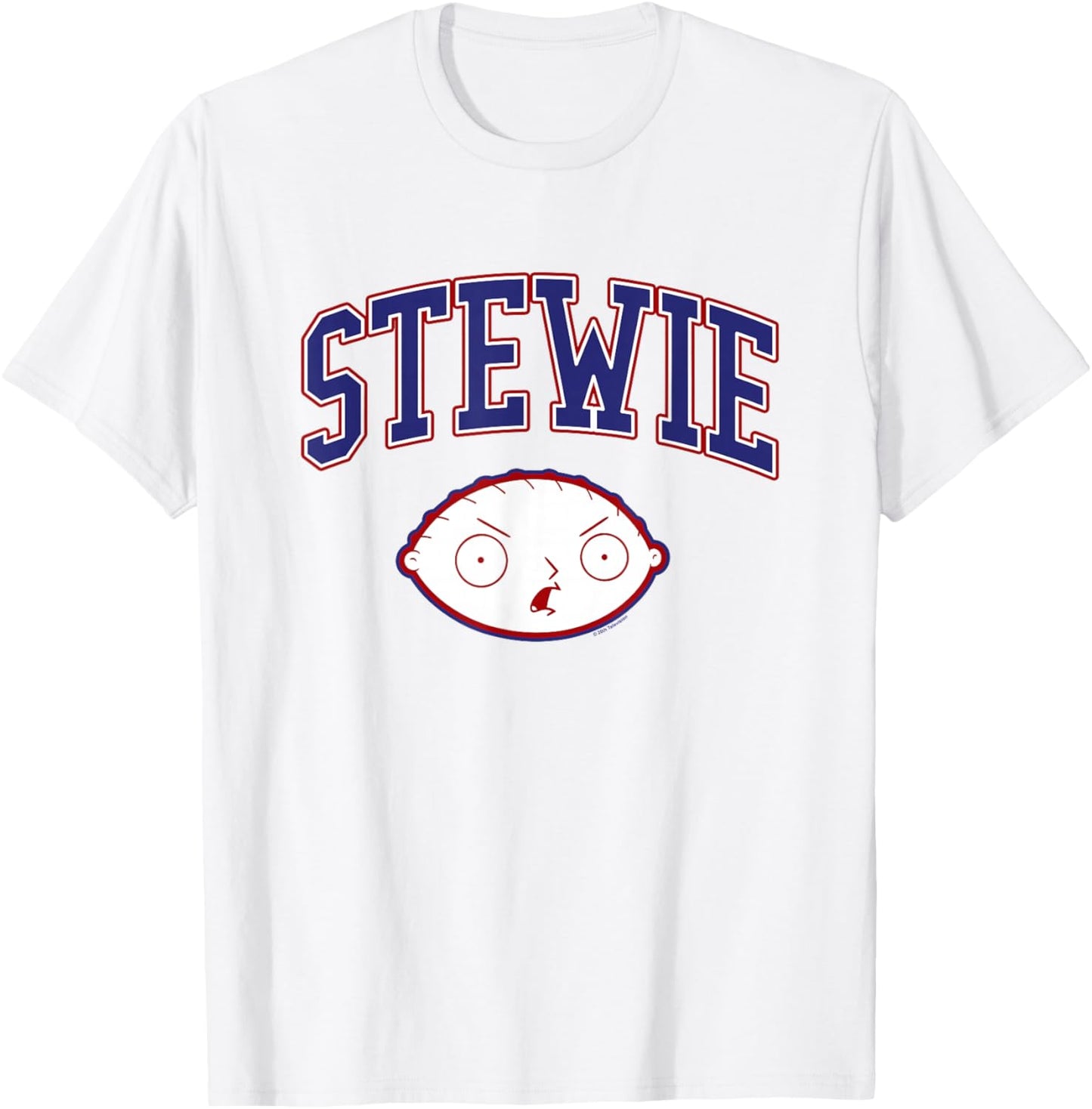 Family Guy Stewie Head and Athletic Lettering Funny Cartoon T-Shirt - T-Shirt | White