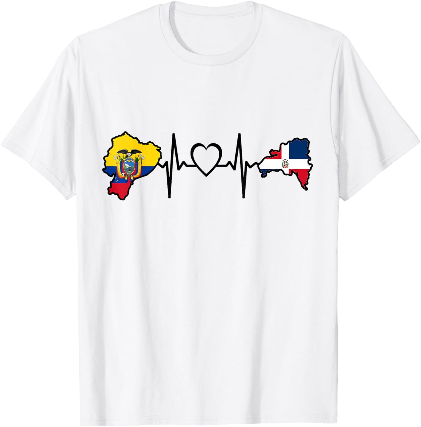 Dominican Ecuadorian Heartbeat Ecuador Flag Heritage T-Shirt - T-Shirt | White