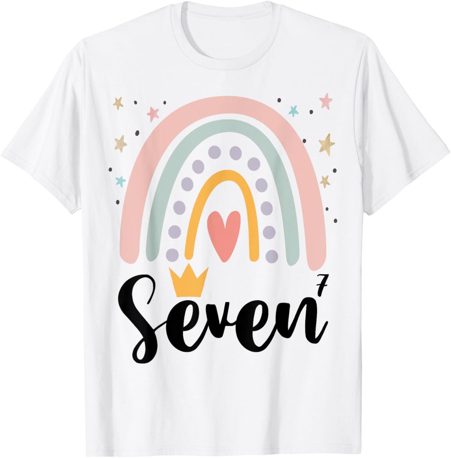 Seven Year Birthday Rainbow Party Family 7 Year Old T-Shirt - T-Shirt | White