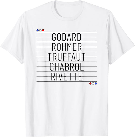 French New Wave Film Directors Cinema / Movie Buff T-Shirt - T-Shirt | White