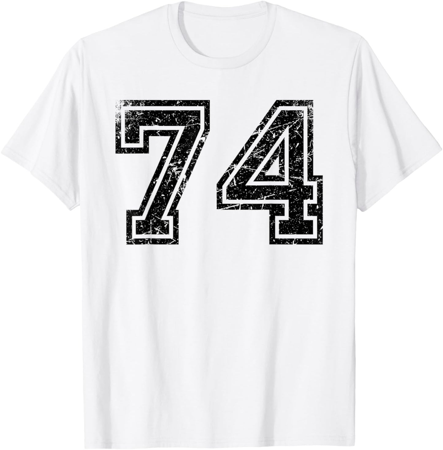 Vintage Number #74 Black Sports Team Number T-Shirt - T-Shirt | White