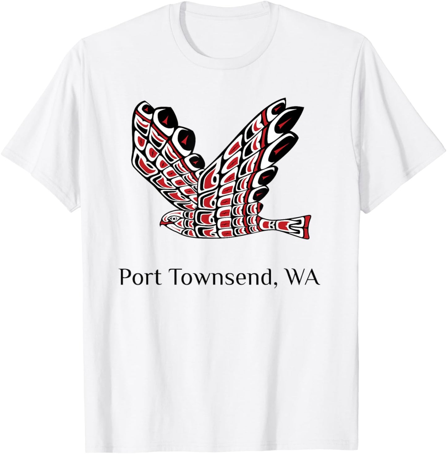 Port Townsend WA Red Tail Hawk Native American Indian T-Shirt - T-Shirt | White