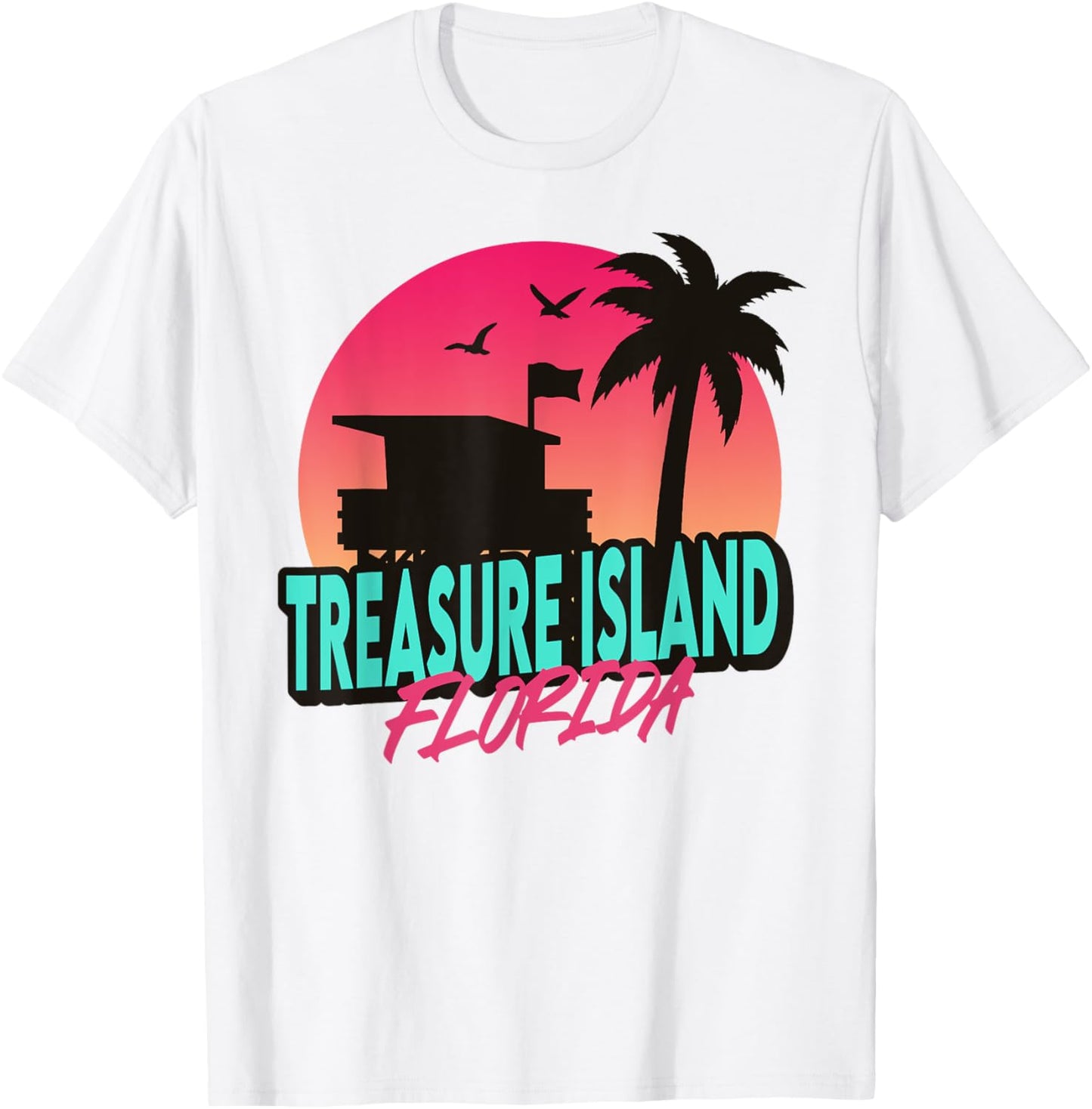 Vintage Treasure Island Beach Florida Palm Trees FL Retro Men Women Girls Kids T-Shirt - T-Shirt | White