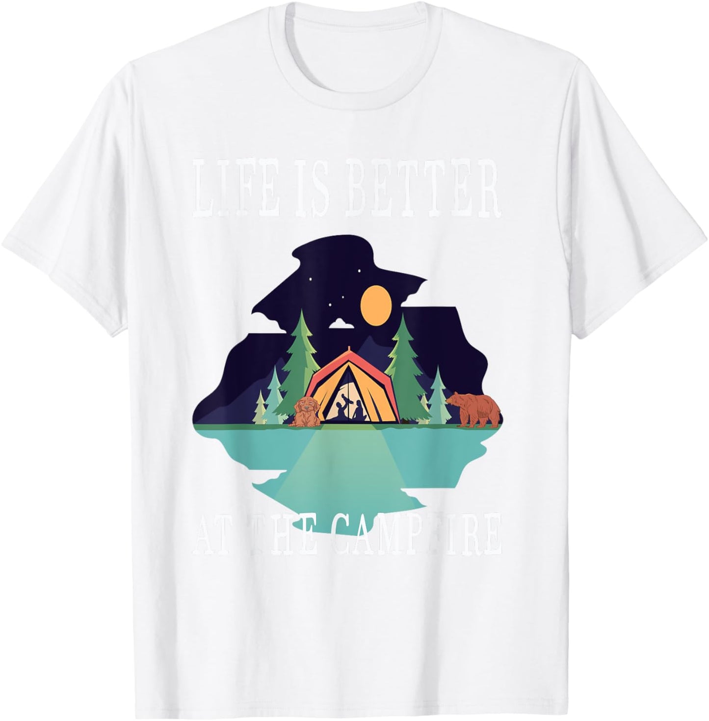 Life Is Better At The Campfire Van Camping Happy Camper T-Shirt - T-Shirt | White