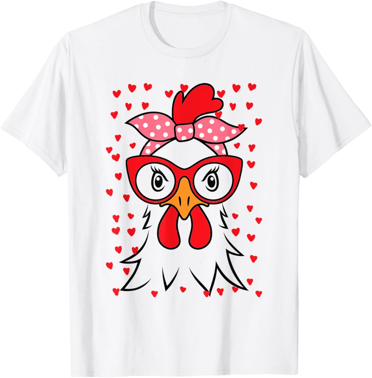 Cute Women Girl Chicken With Bandana Headband and Glasses T-Shirt - T-Shirt | White