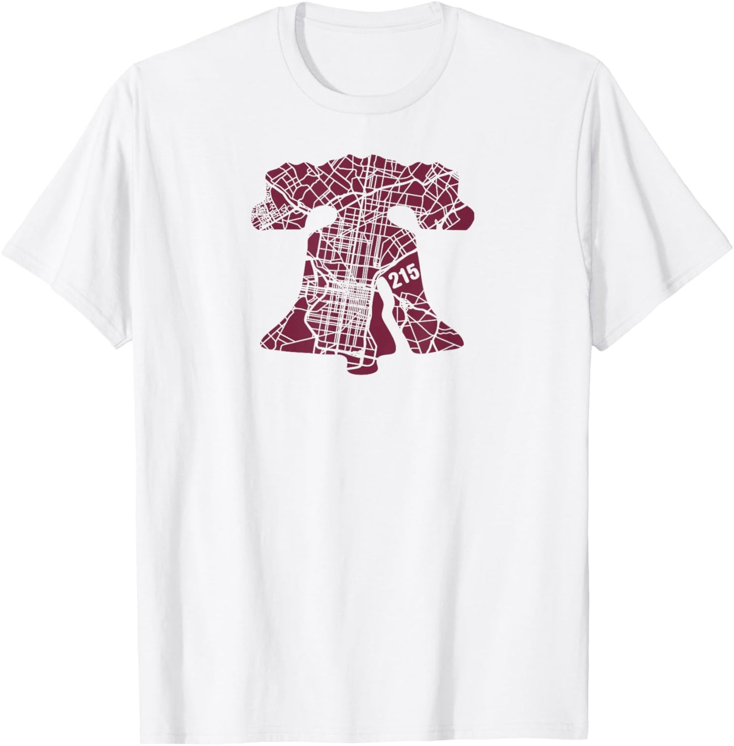 Philadelphia Street Map Liberty Bell Ill 215 Vintage Philly T-Shirt - T-Shirt | White