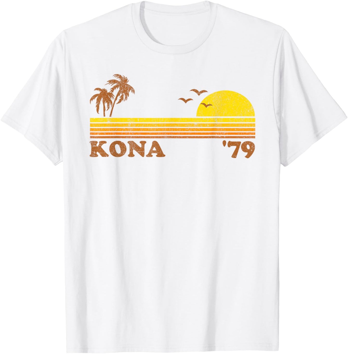 Vintage Kona Hawaii Beach Retro Hawaiian Surfing 70's Gift T-Shirt - T-Shirt | White