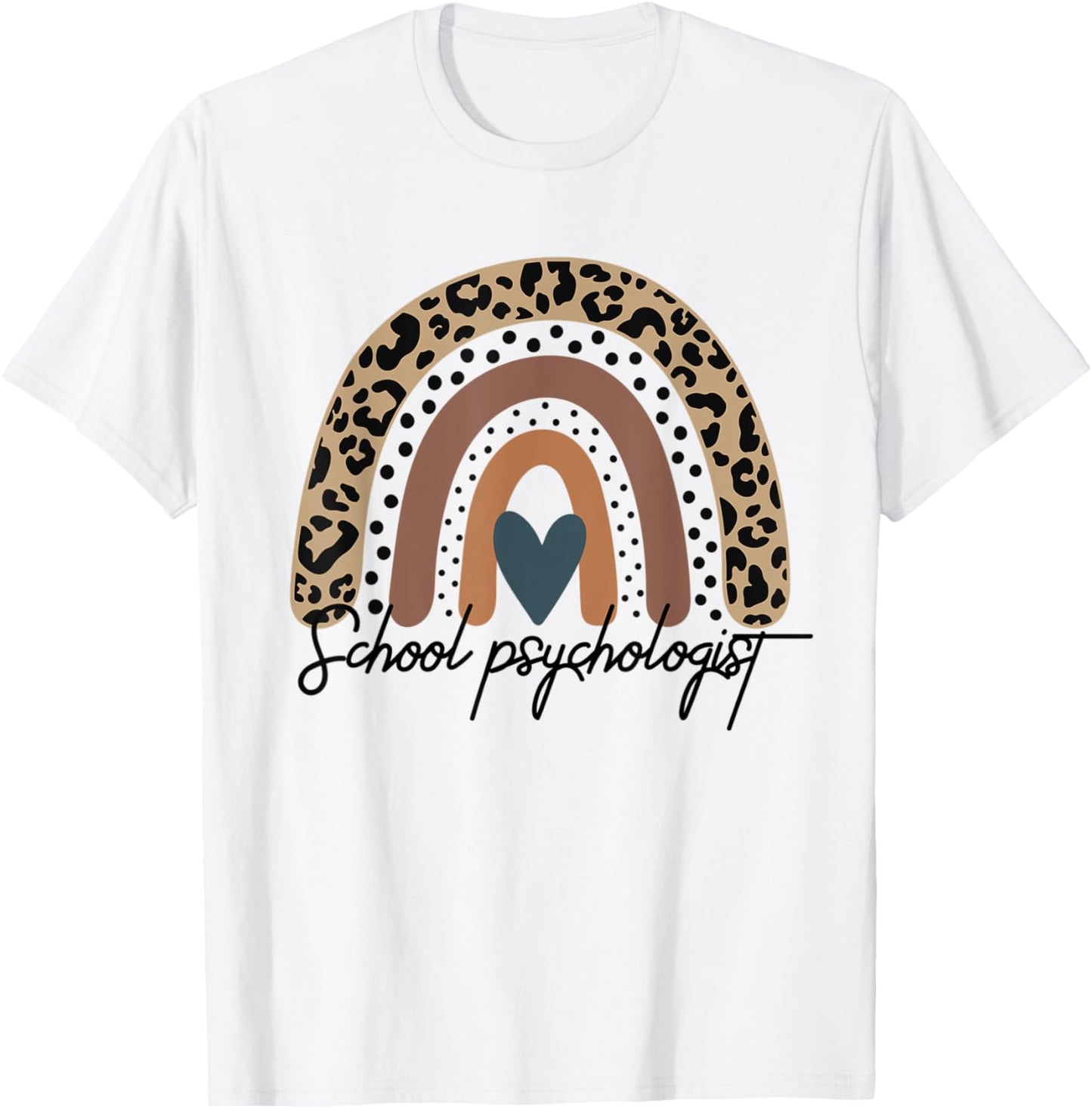 School Psychologist Leopard Rainbow Psychology T-Shirt - T-Shirt | White