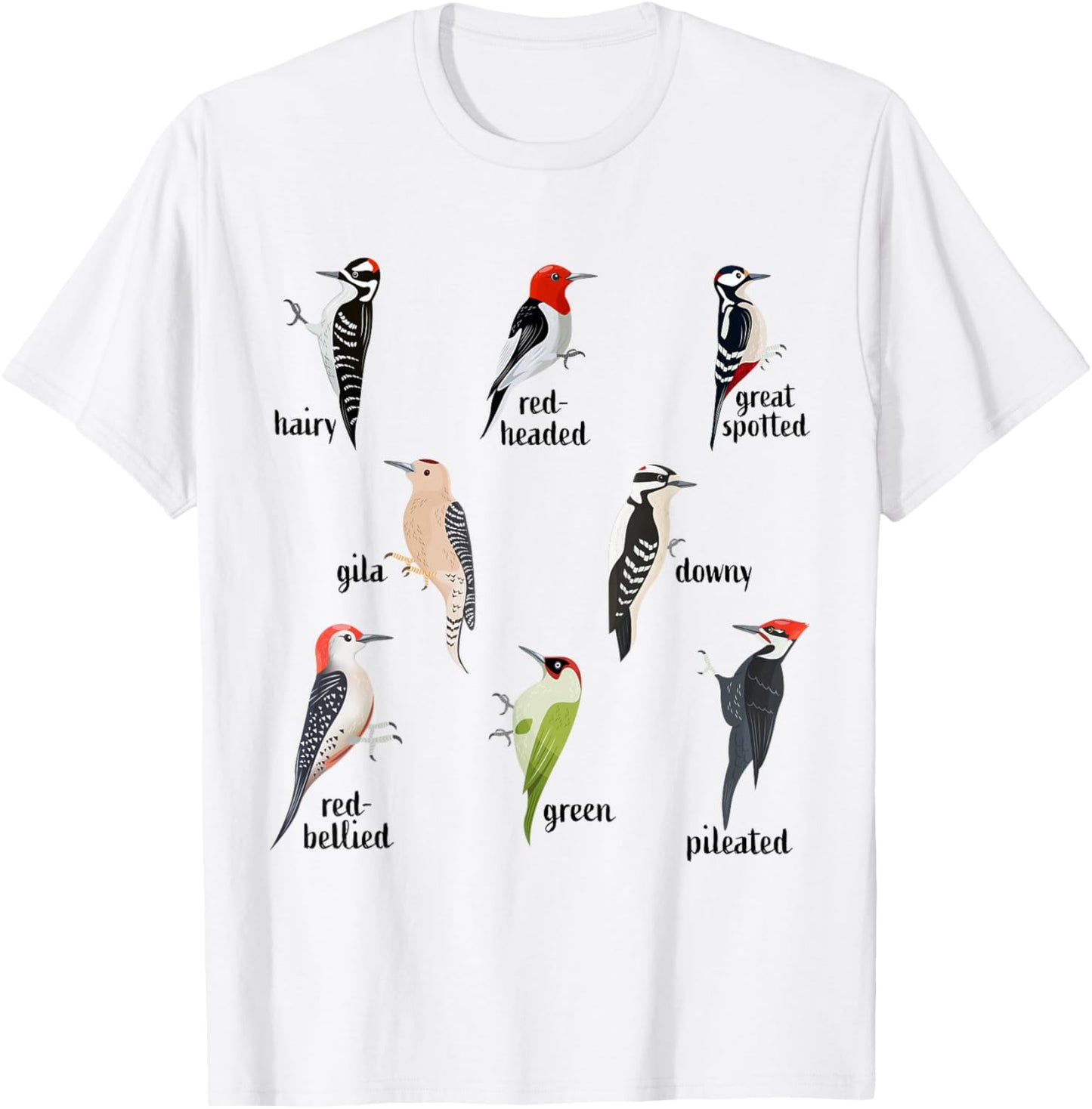 Types of Woodpecker Bird watching Wildlife T-Shirt - T-Shirt | White