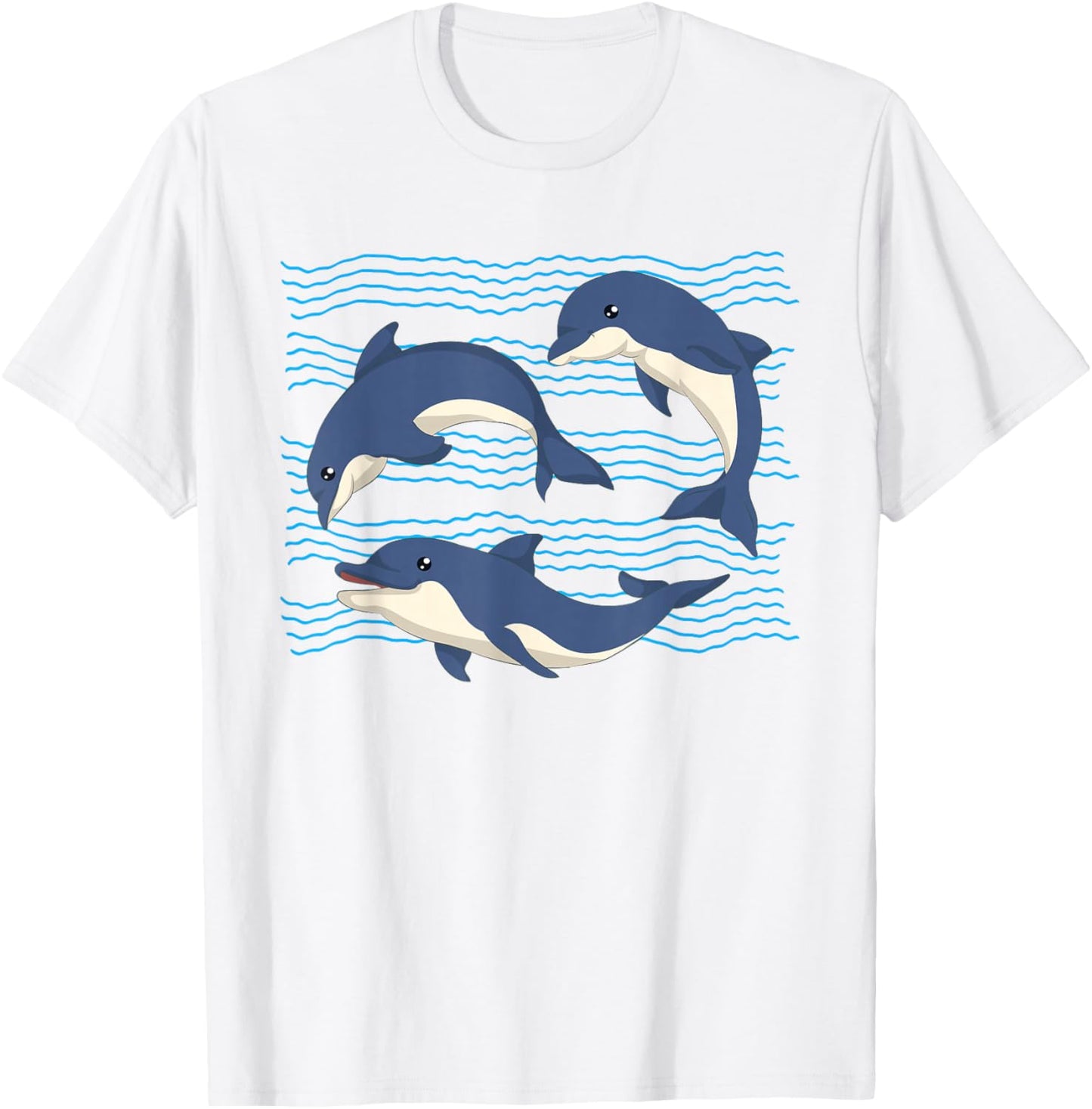 Sea Creatures Ocean Dolphins Waves Dolphin T-Shirt - T-Shirt | White