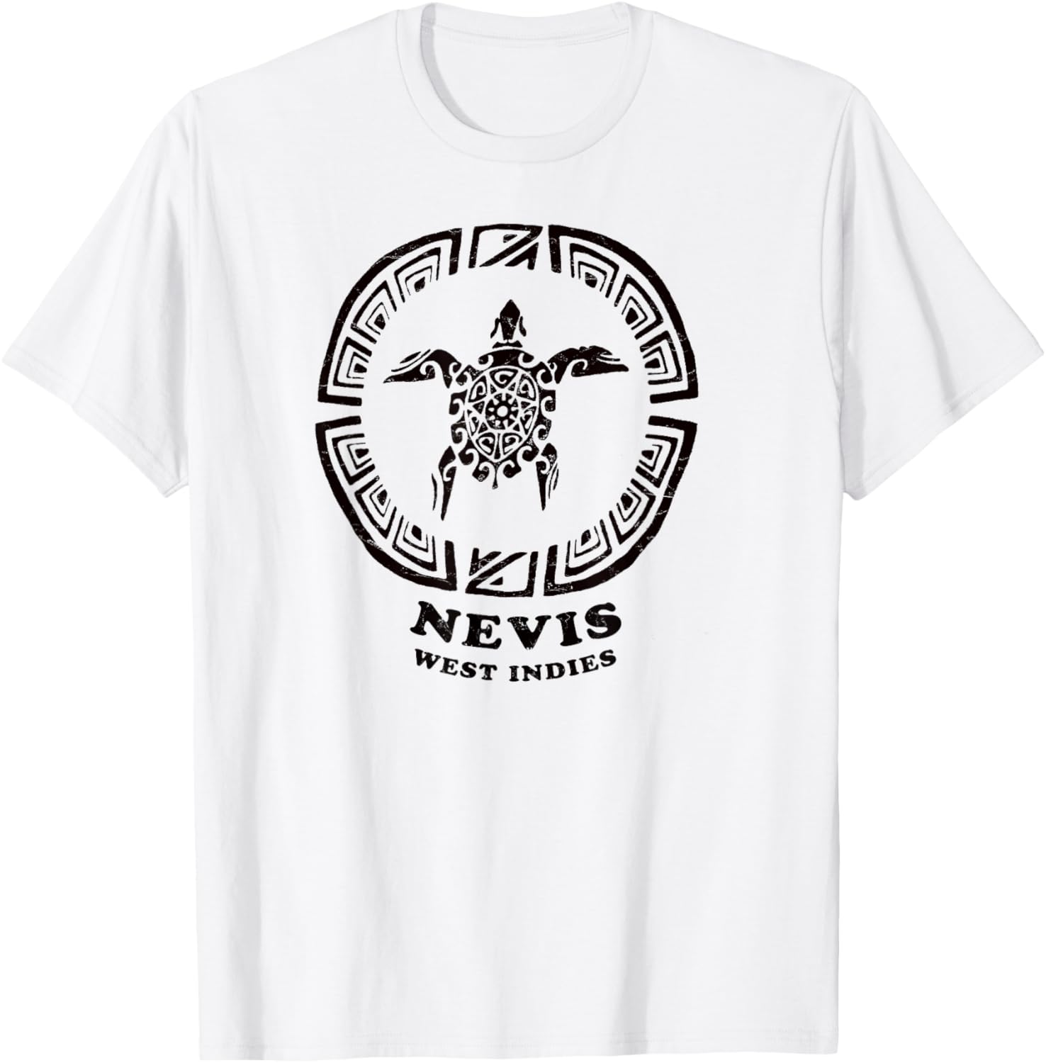 Nevis, West Indies Vintage Tribal Sea Turtle Vacation T-Shirt - T-Shirt | White