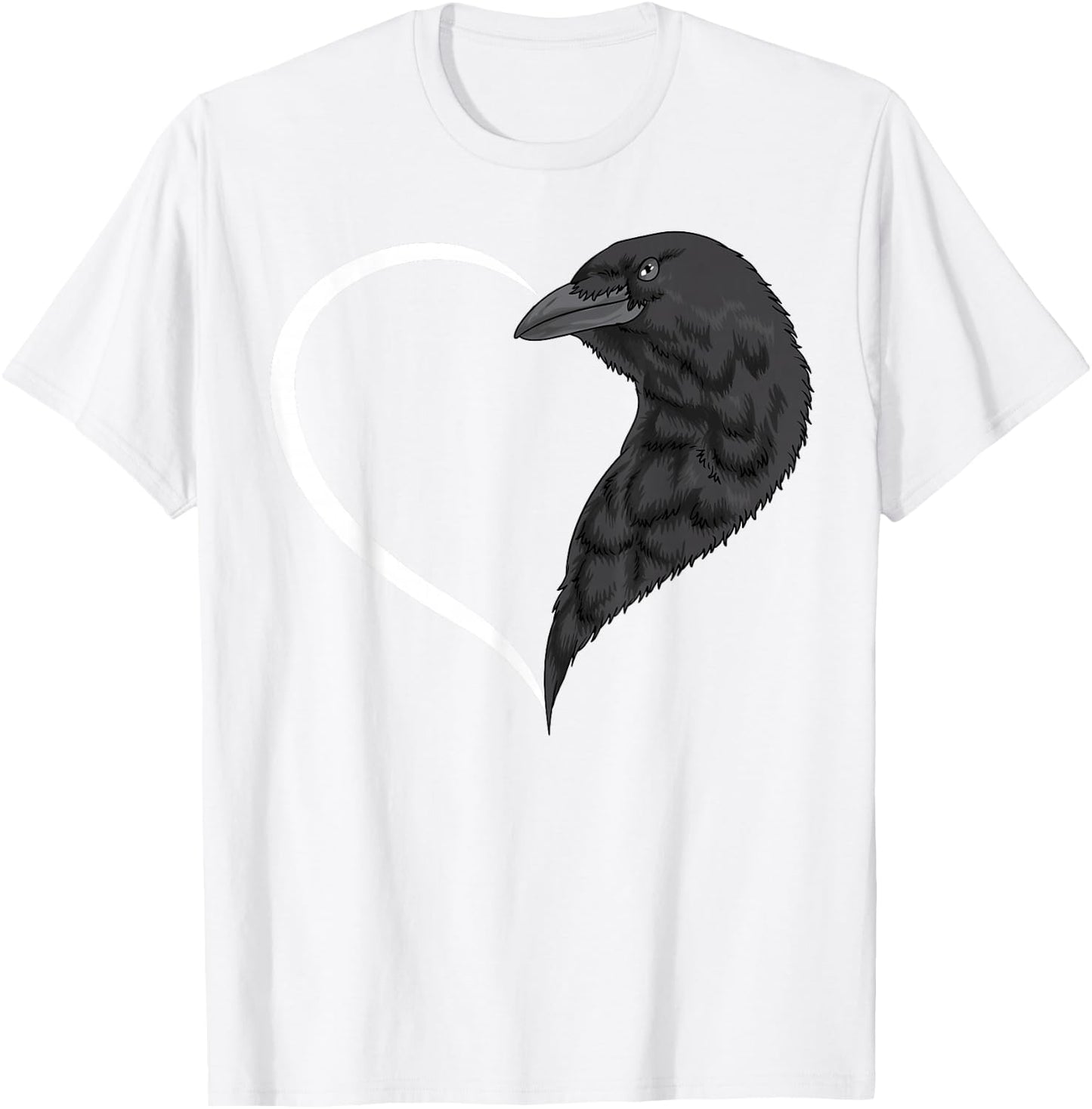 Crow Shirts Girls Kids Heart Cute Crow T-Shirt - T-Shirt | White