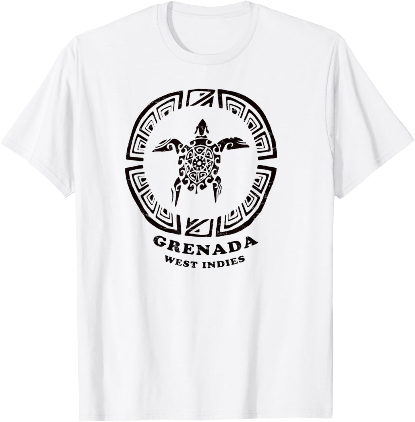 Grenada, West Indies Vintage Tribal Sea Turtle Vacation T-Shirt - T-Shirt | White