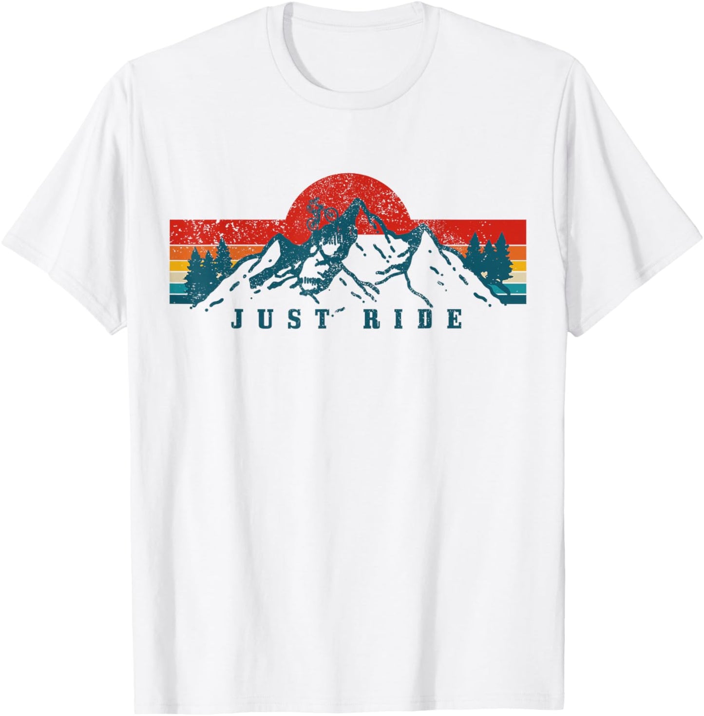 Mountain Bike Just Ride Downhill MTB Vintage Mountain Biker T-Shirt - T-Shirt | White